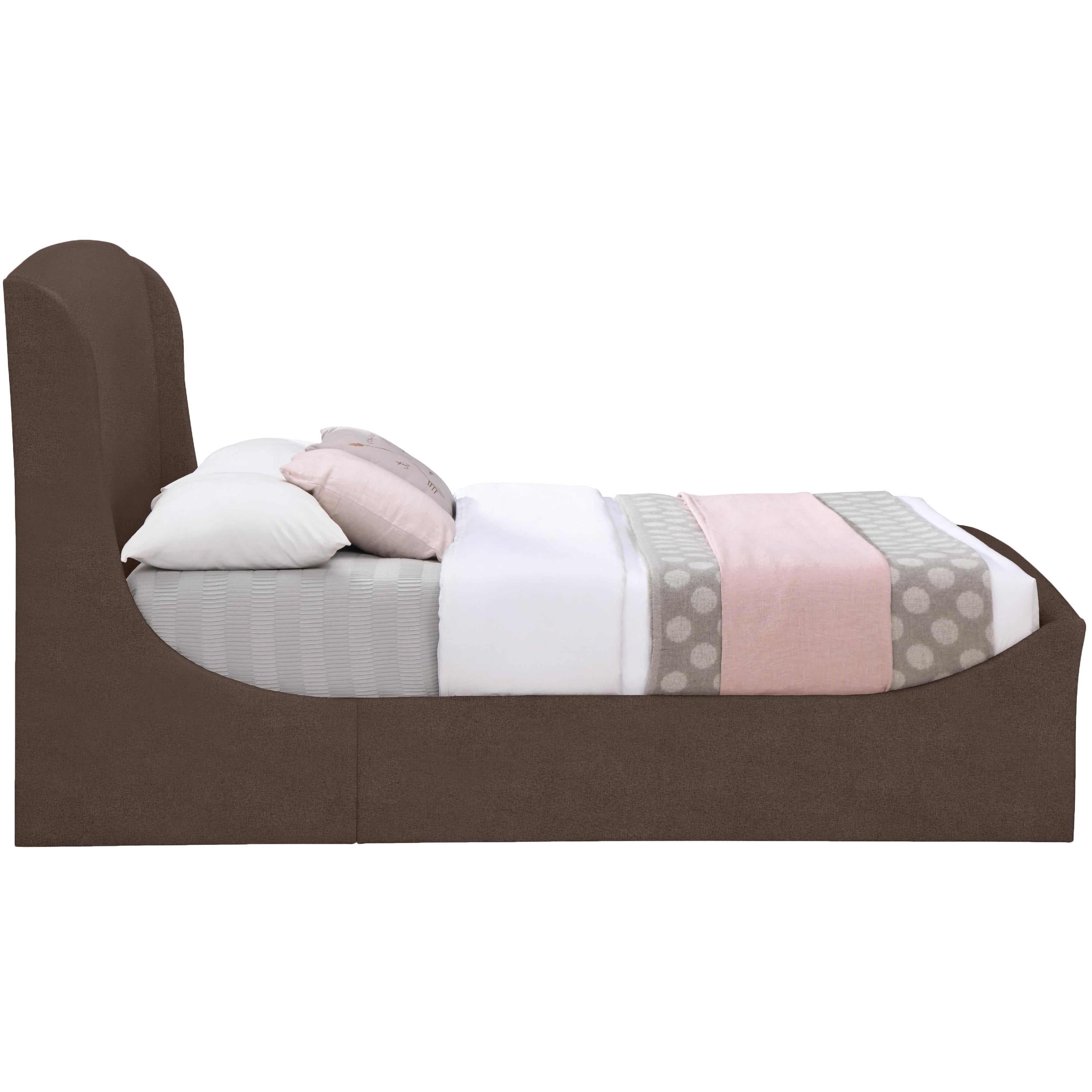 Meridian Tess Brown Velvet King Bed (3 Boxes)