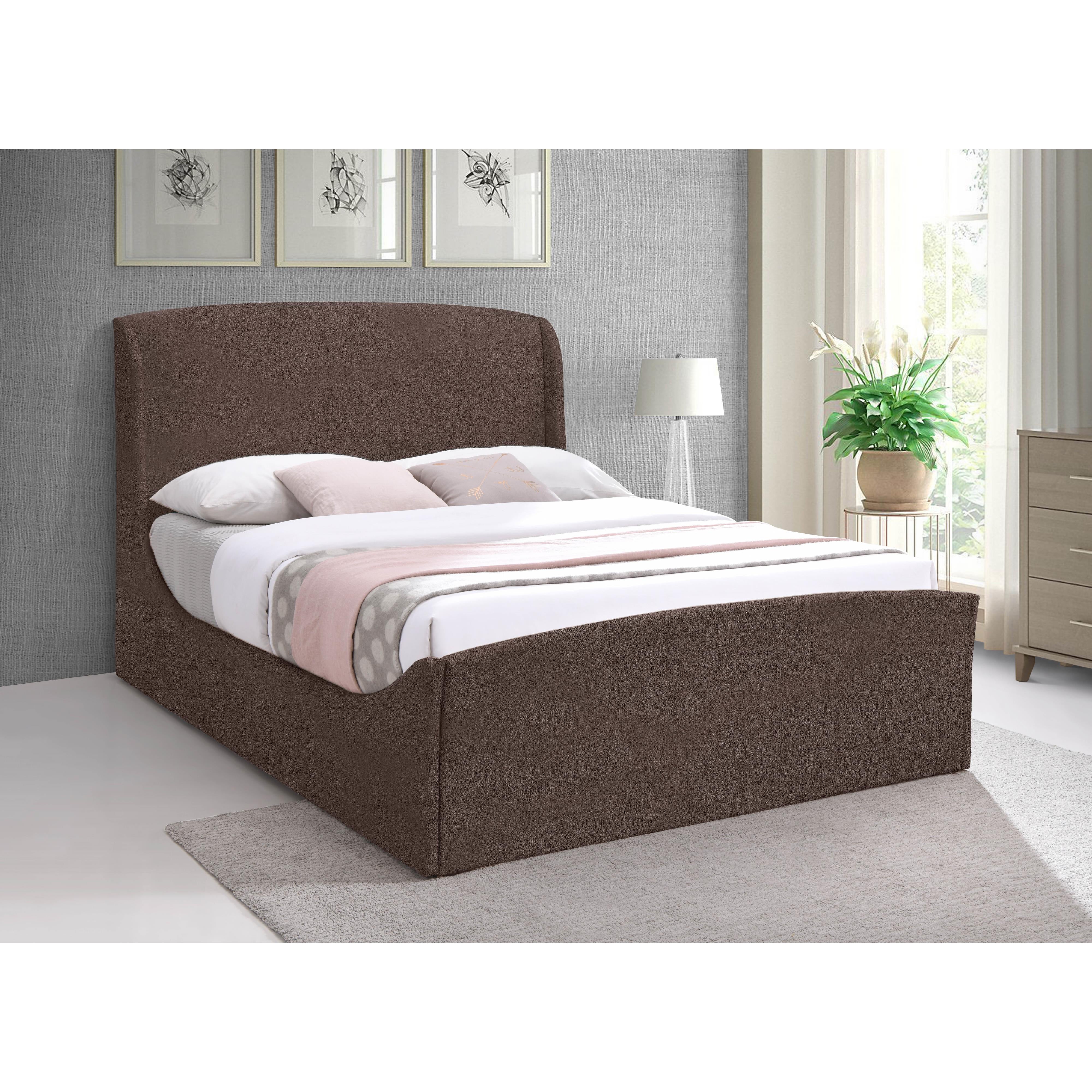 Meridian Tess Brown Velvet Queen Bed (3 Boxes)