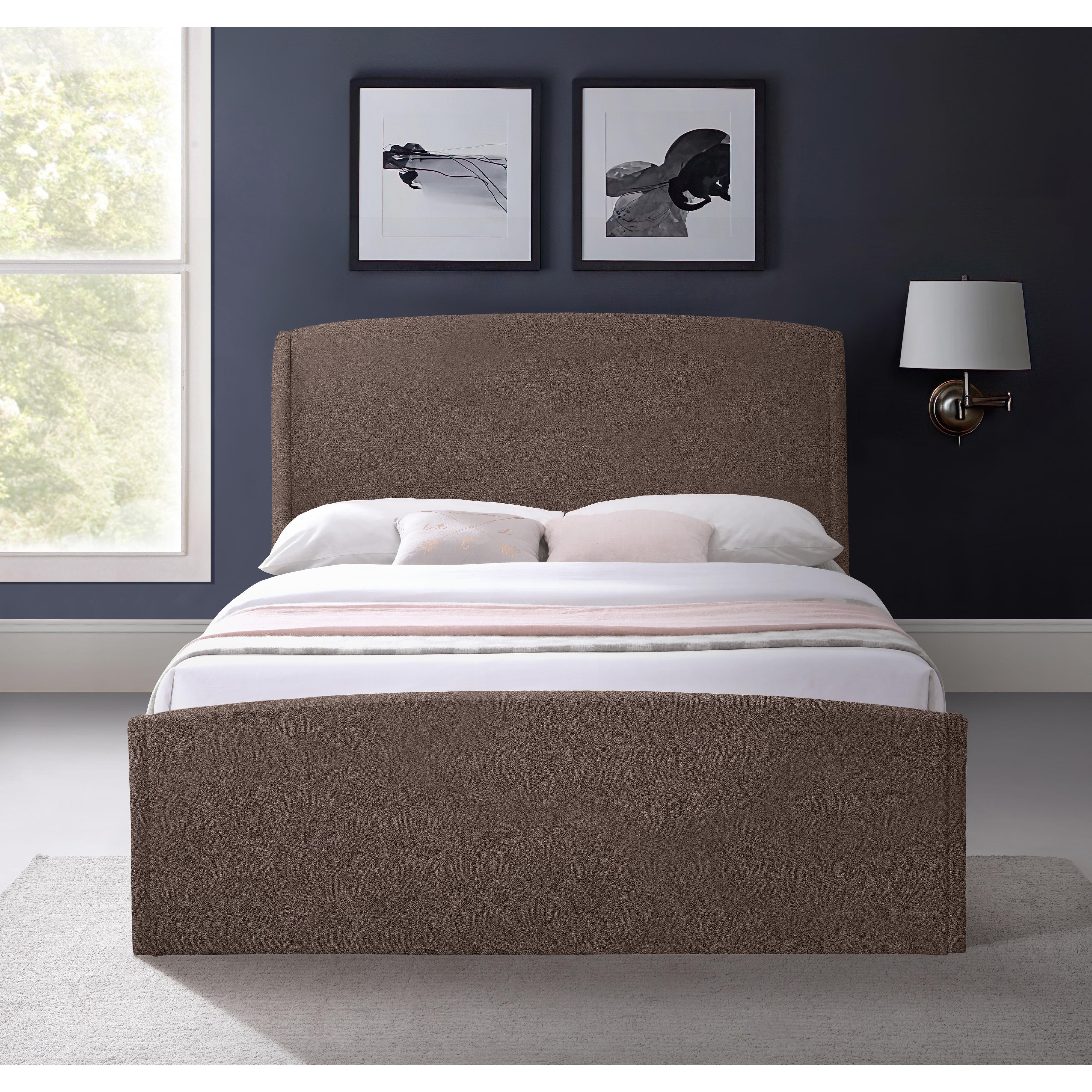 Meridian Tess Brown Velvet Queen Bed (3 Boxes)