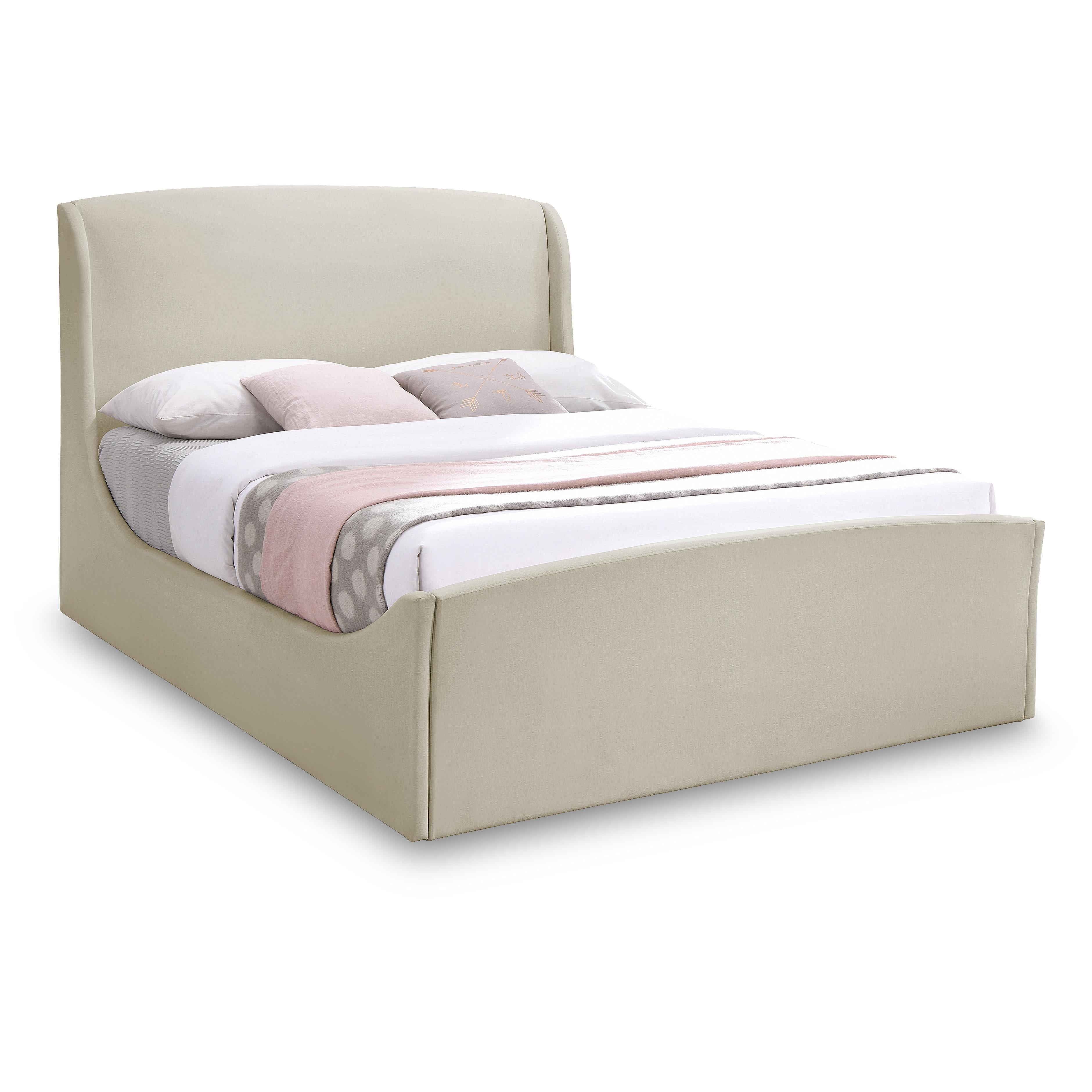 Meridian Tess Cream Velvet King Bed (3 Boxes)