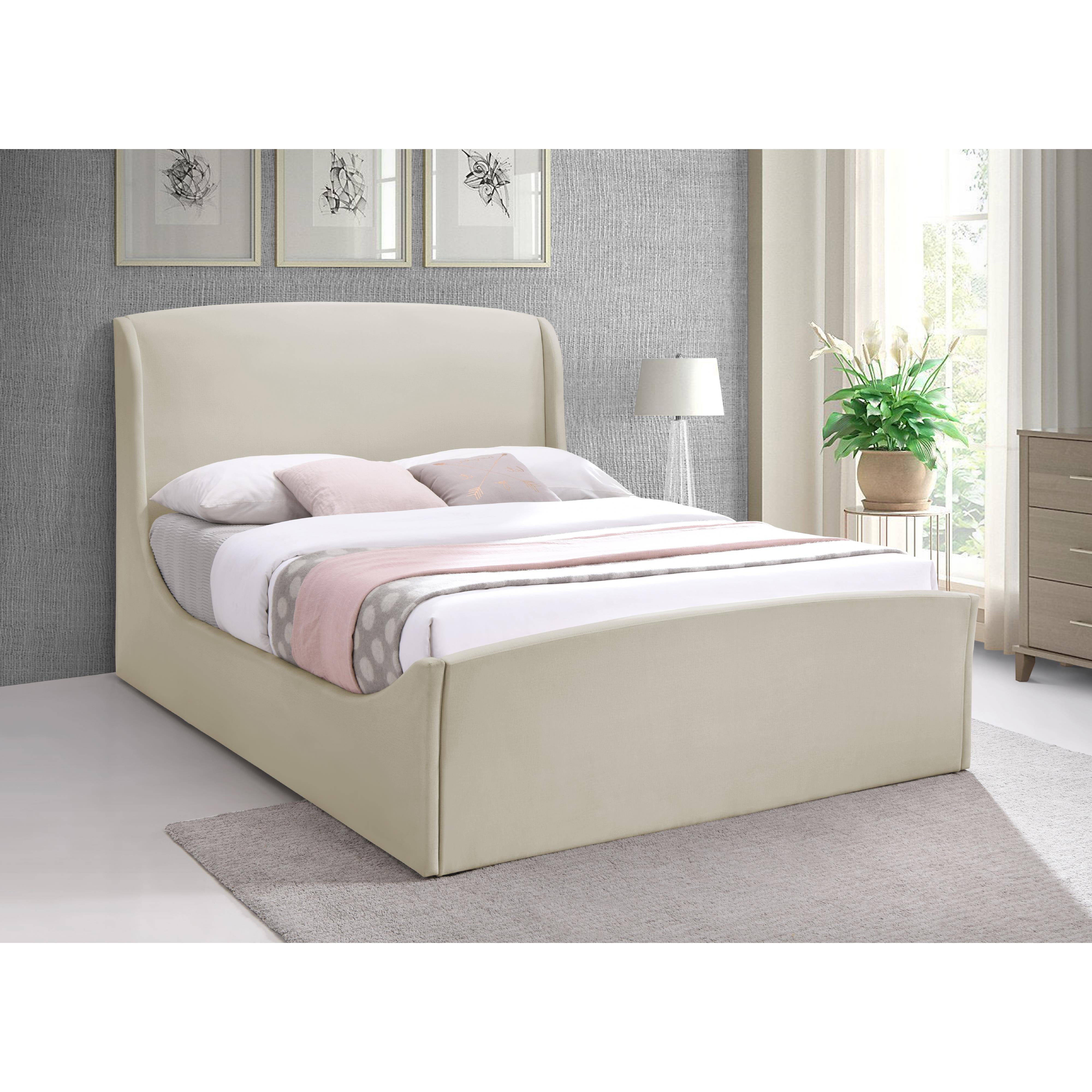 Meridian Tess Cream Velvet King Bed (3 Boxes)