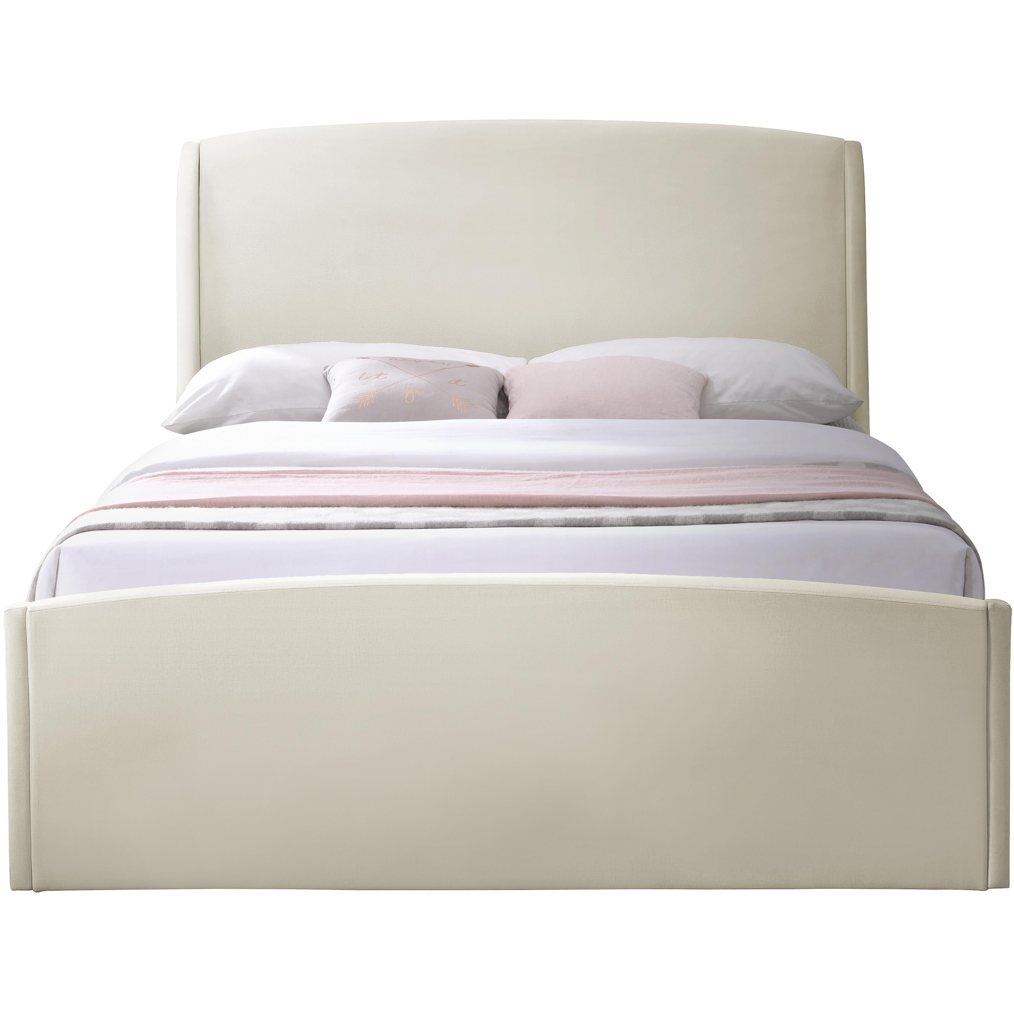 Meridian Tess Cream Velvet Queen Bed (3 Boxes)