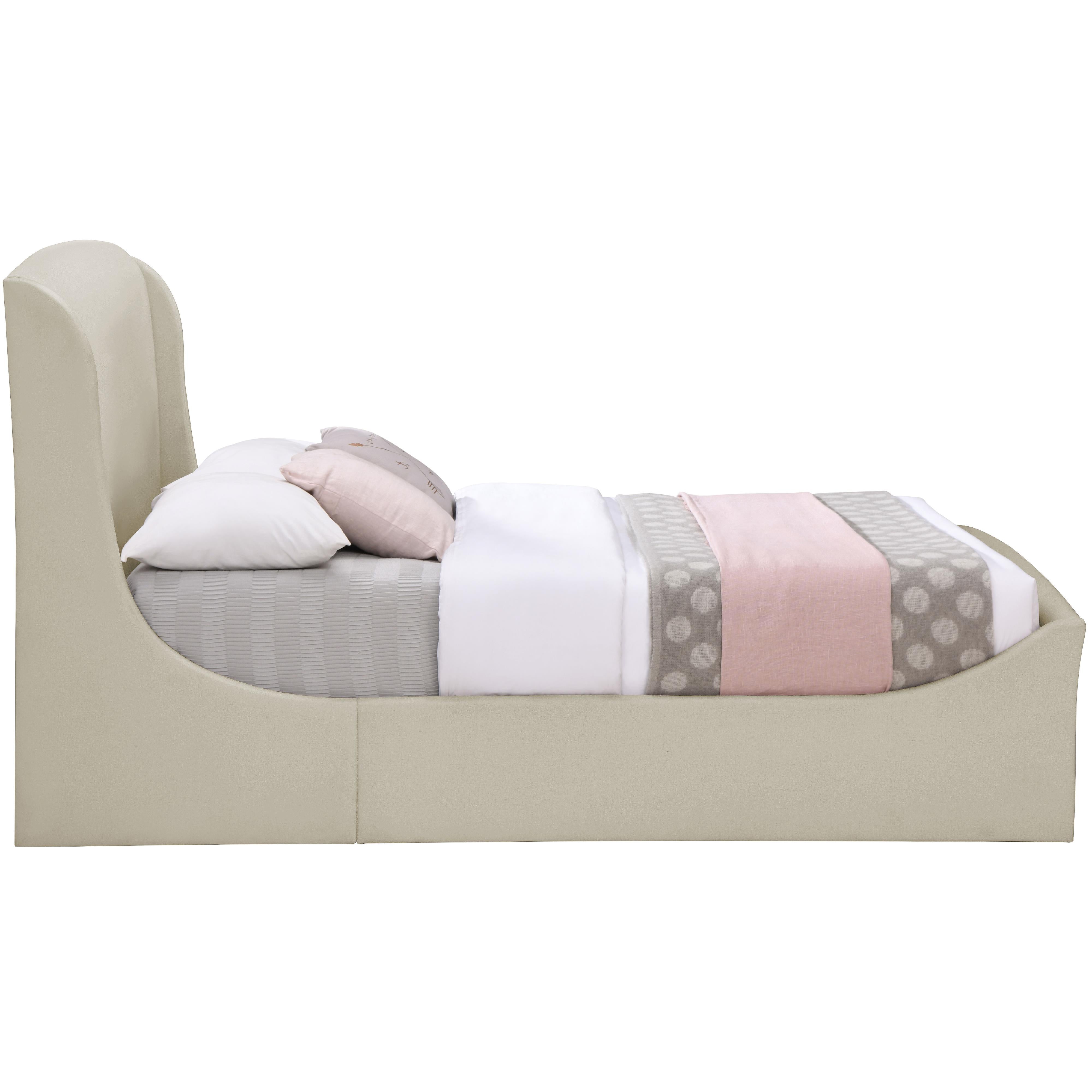 Meridian Tess Cream Velvet Queen Bed (3 Boxes)