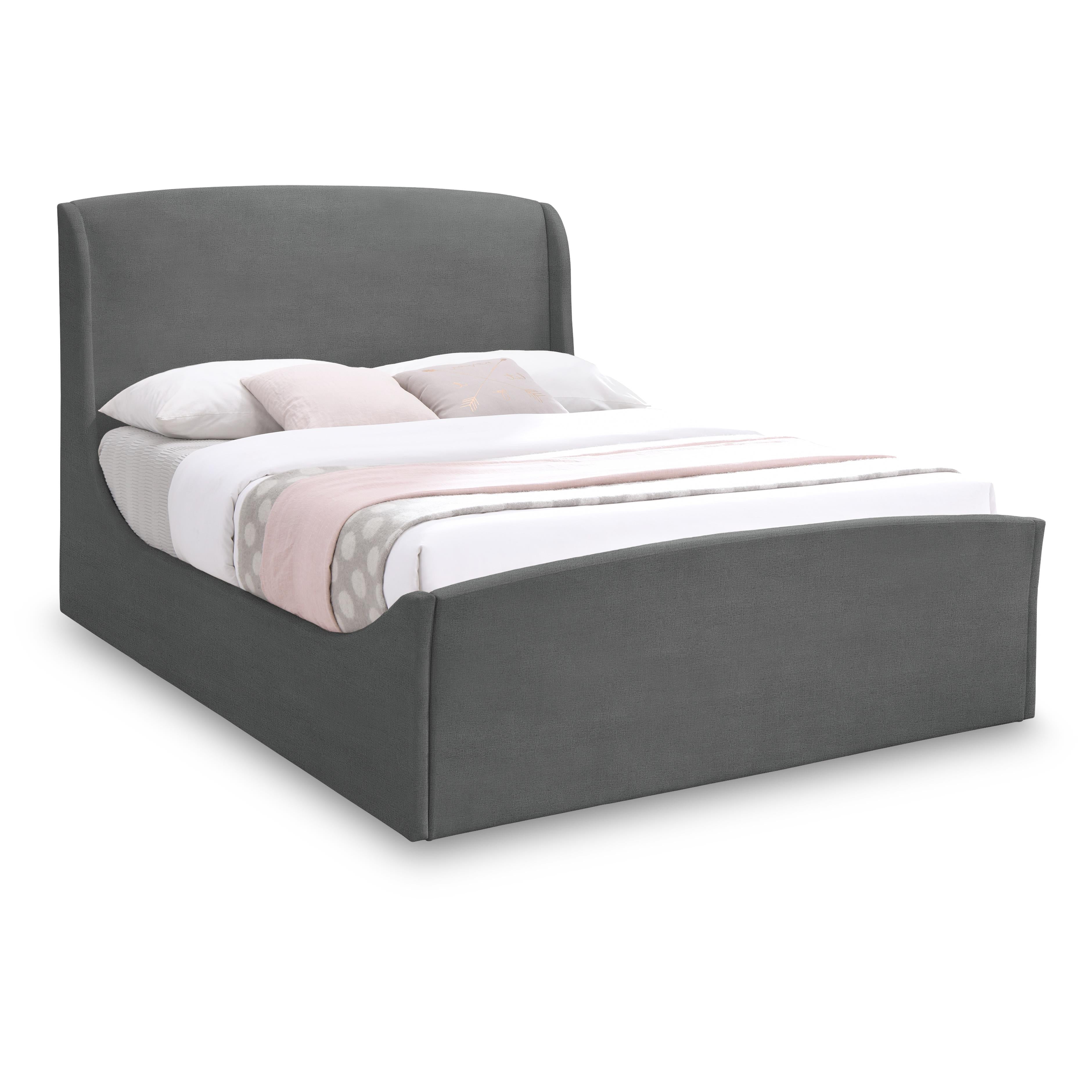 Meridian Tess Grey Velvet King Bed (3 Boxes)