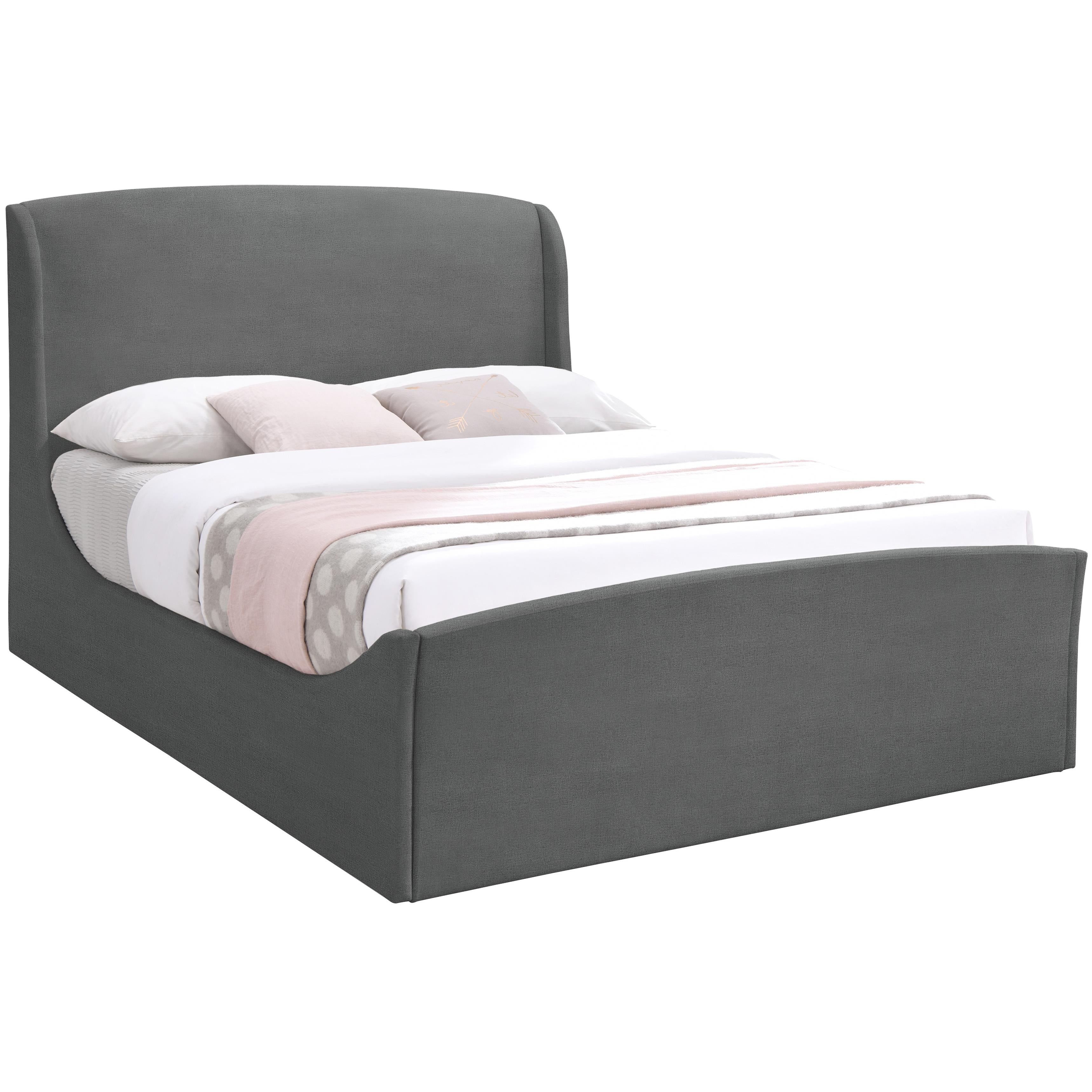 Meridian Tess Grey Velvet King Bed (3 Boxes)