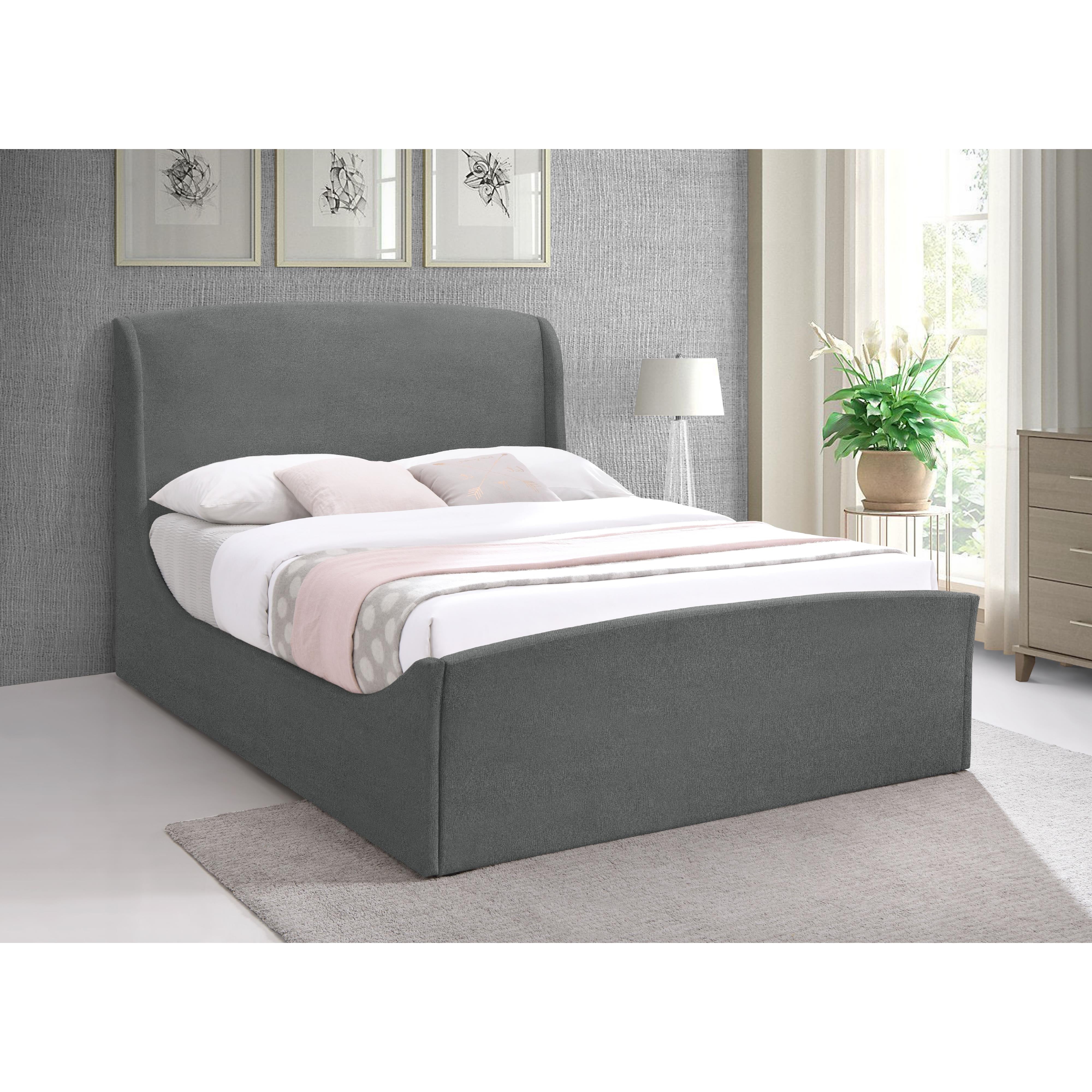 Meridian Tess Grey Velvet King Bed (3 Boxes)