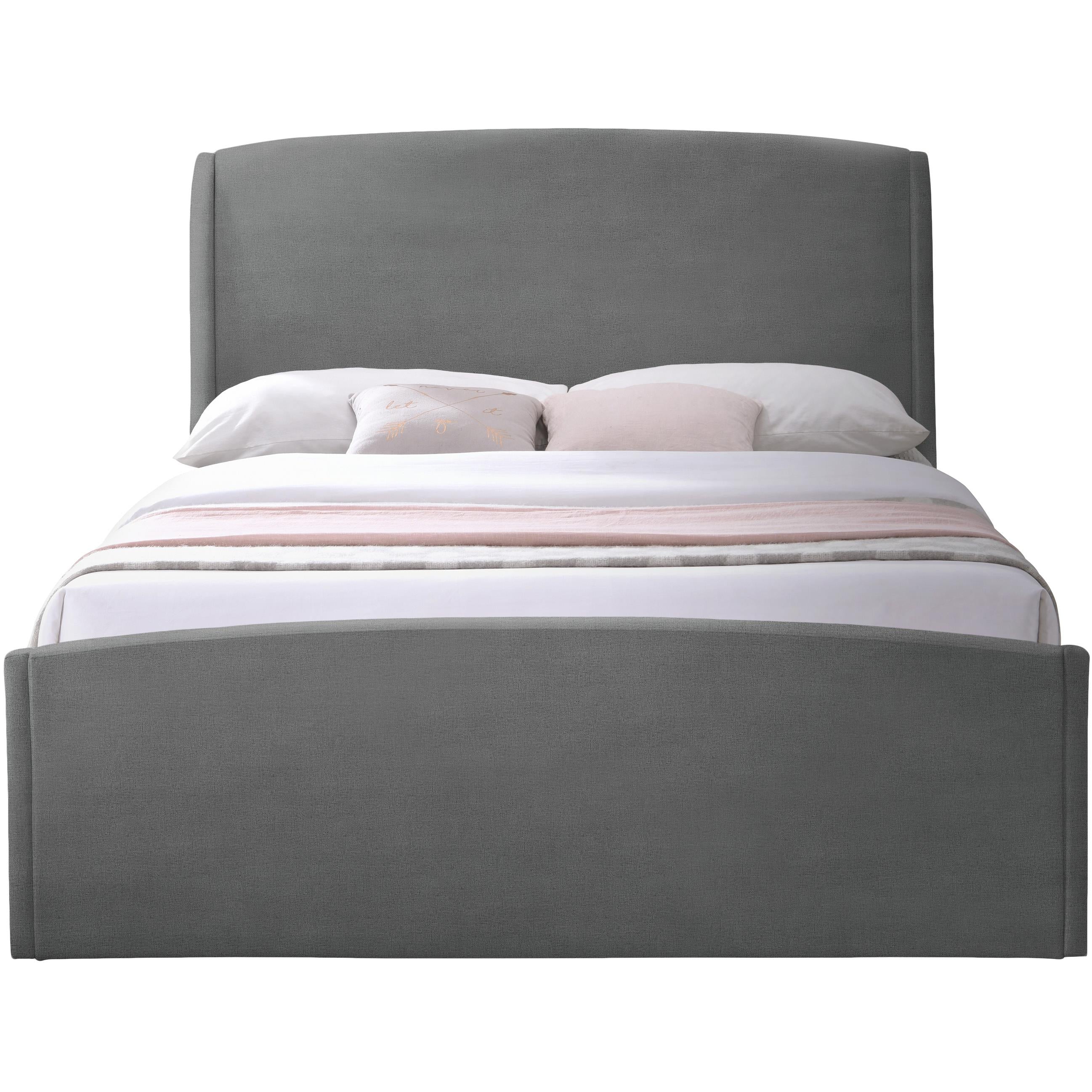 Meridian Tess Grey Velvet King Bed (3 Boxes)