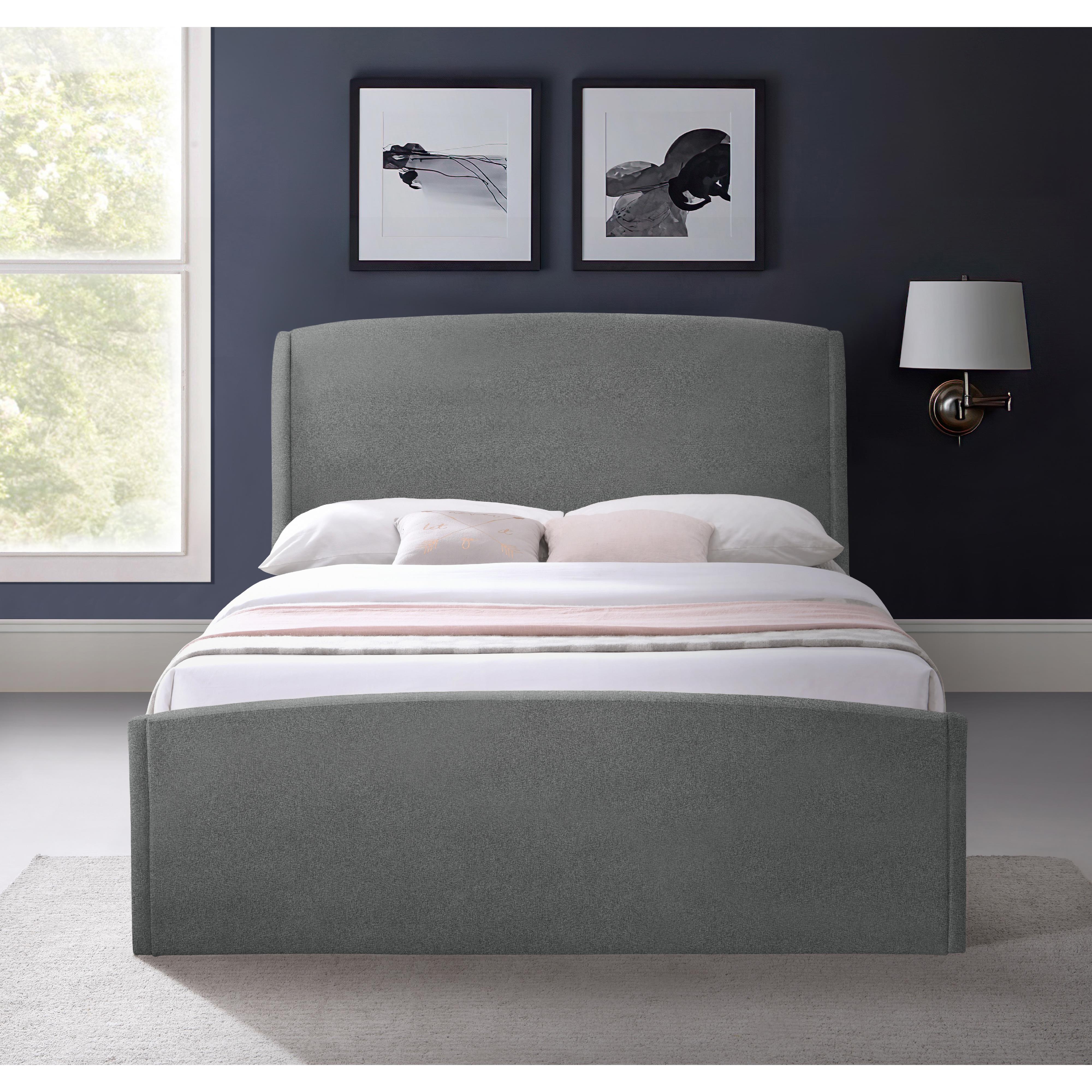 Meridian Tess Grey Velvet King Bed (3 Boxes)