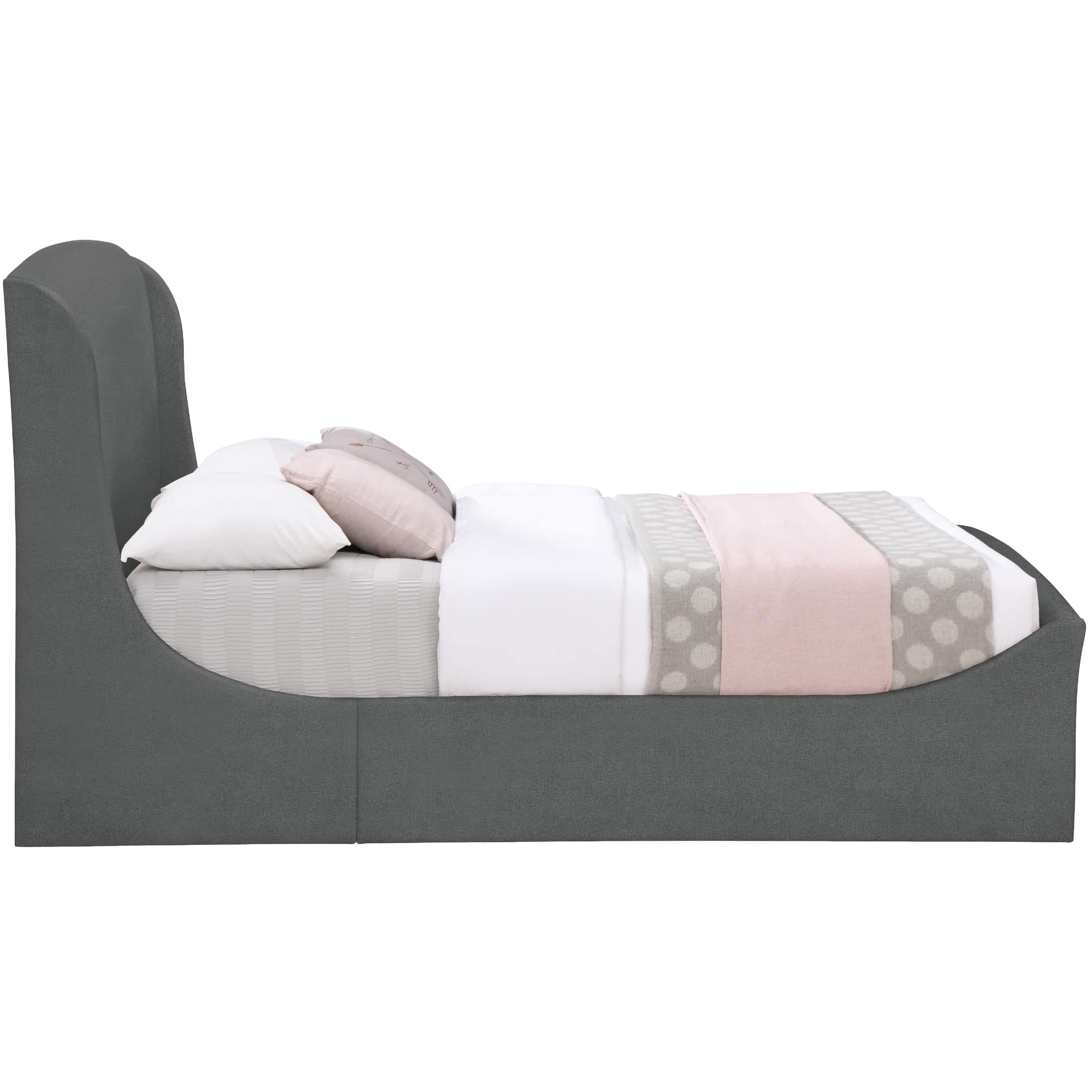 Meridian Tess Grey Velvet King Bed (3 Boxes)