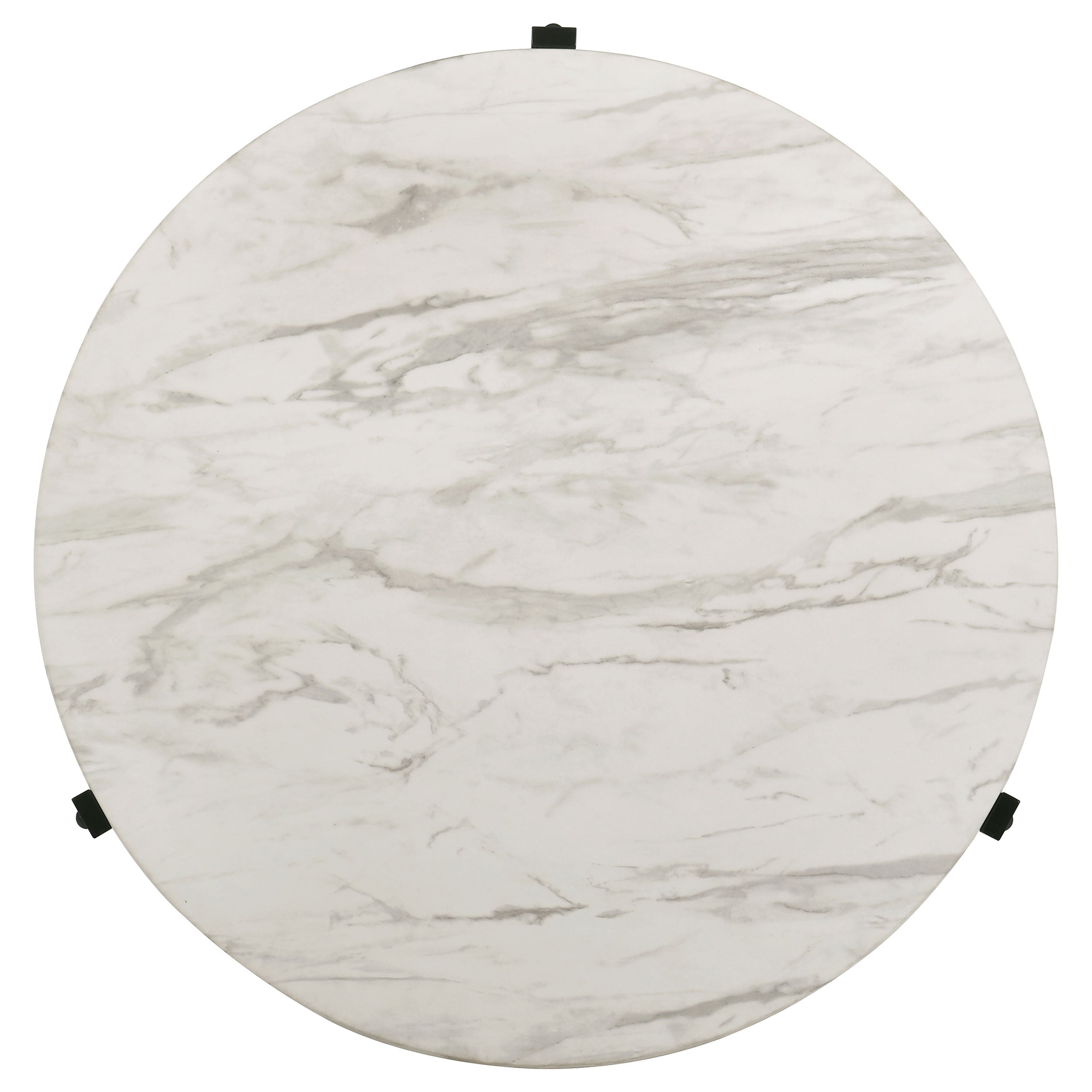 Tandi Round Coffee Table Faux White Marble and Black