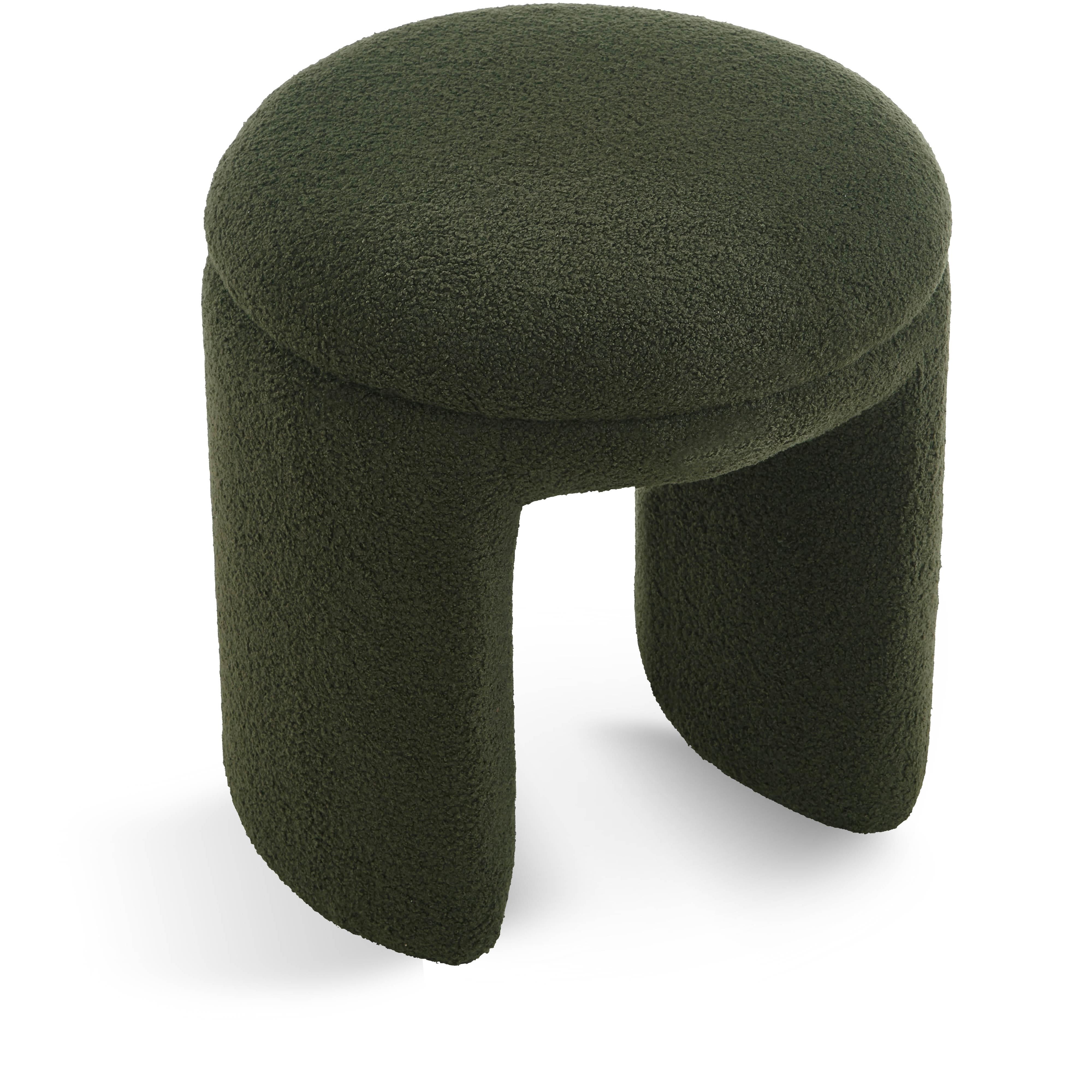 Meridian Bowen Green Faux Shearling Teddy Fabric Ottoman/Stool