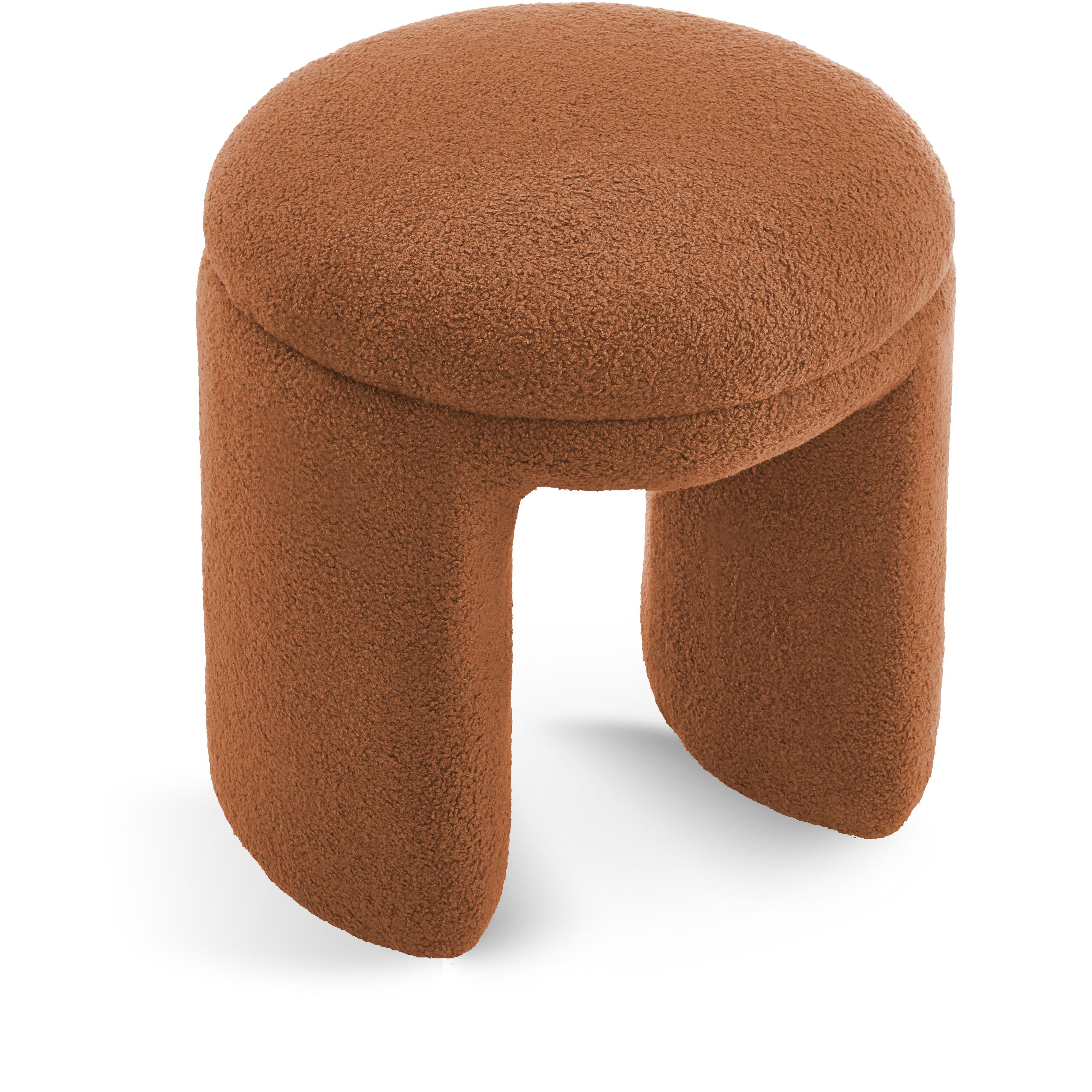 Meridian Bowen Saddle Faux Shearling Teddy Fabric Ottoman/Stool