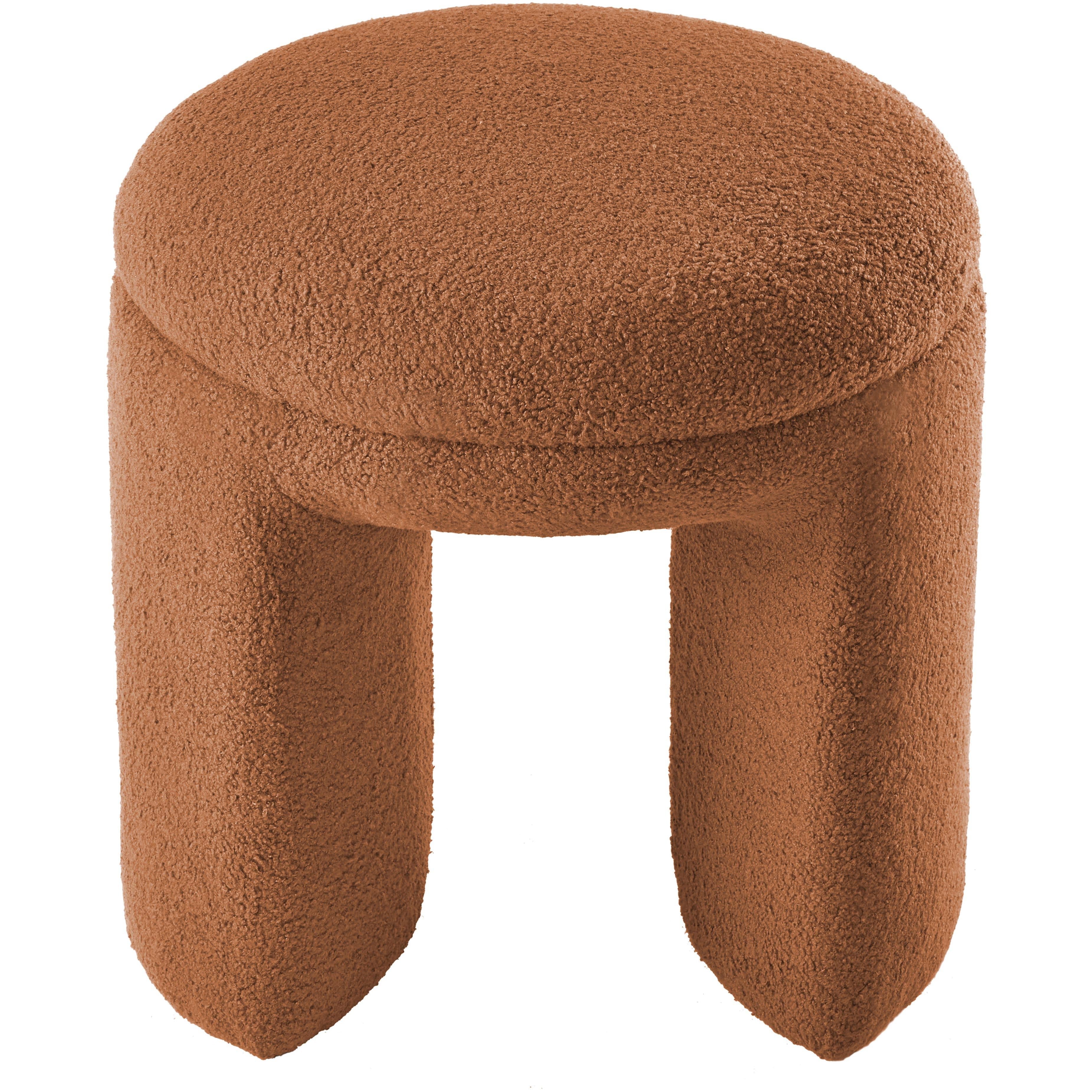 Meridian Bowen Saddle Faux Shearling Teddy Fabric Ottoman/Stool