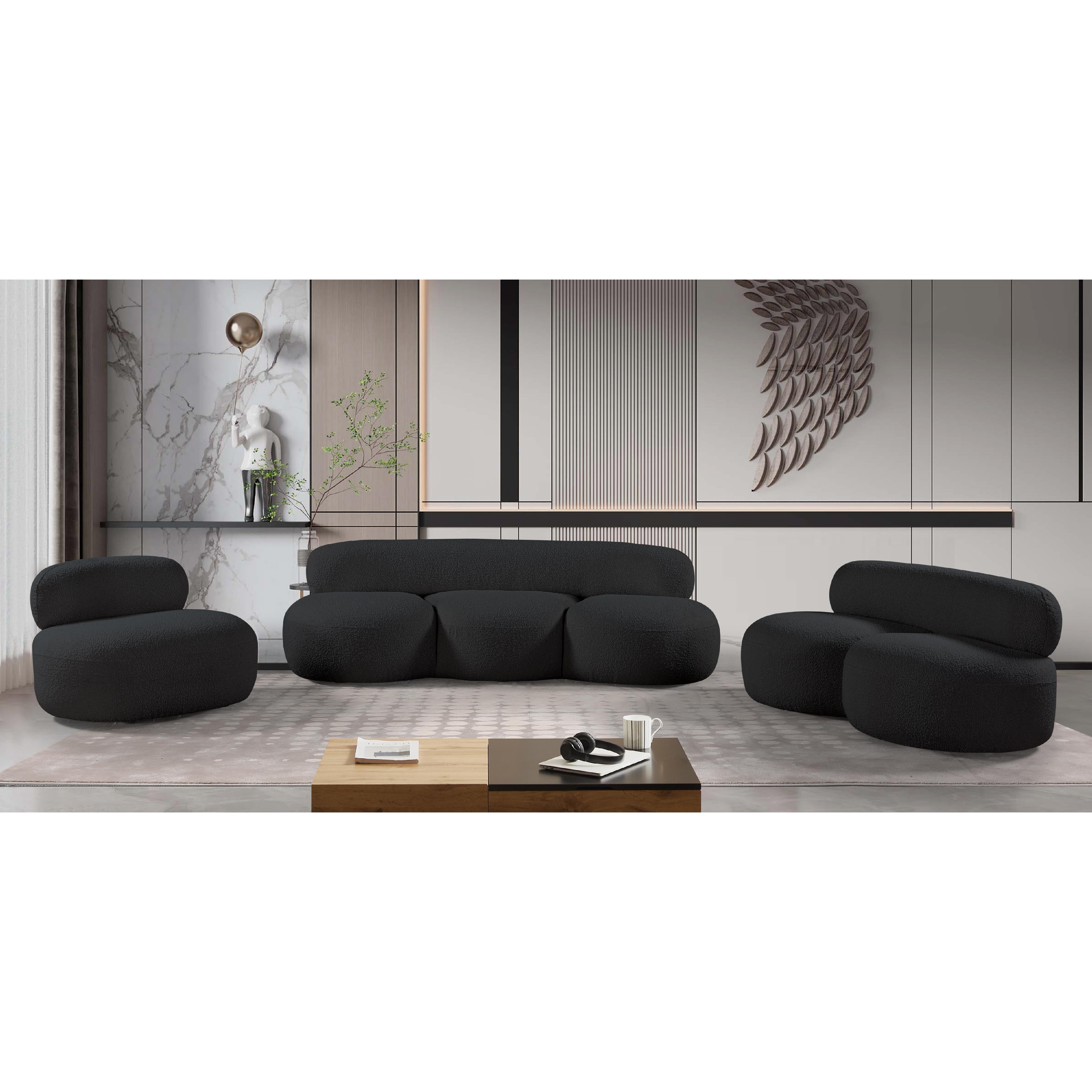 Meridian Venti Black Boucle Fabric Chair