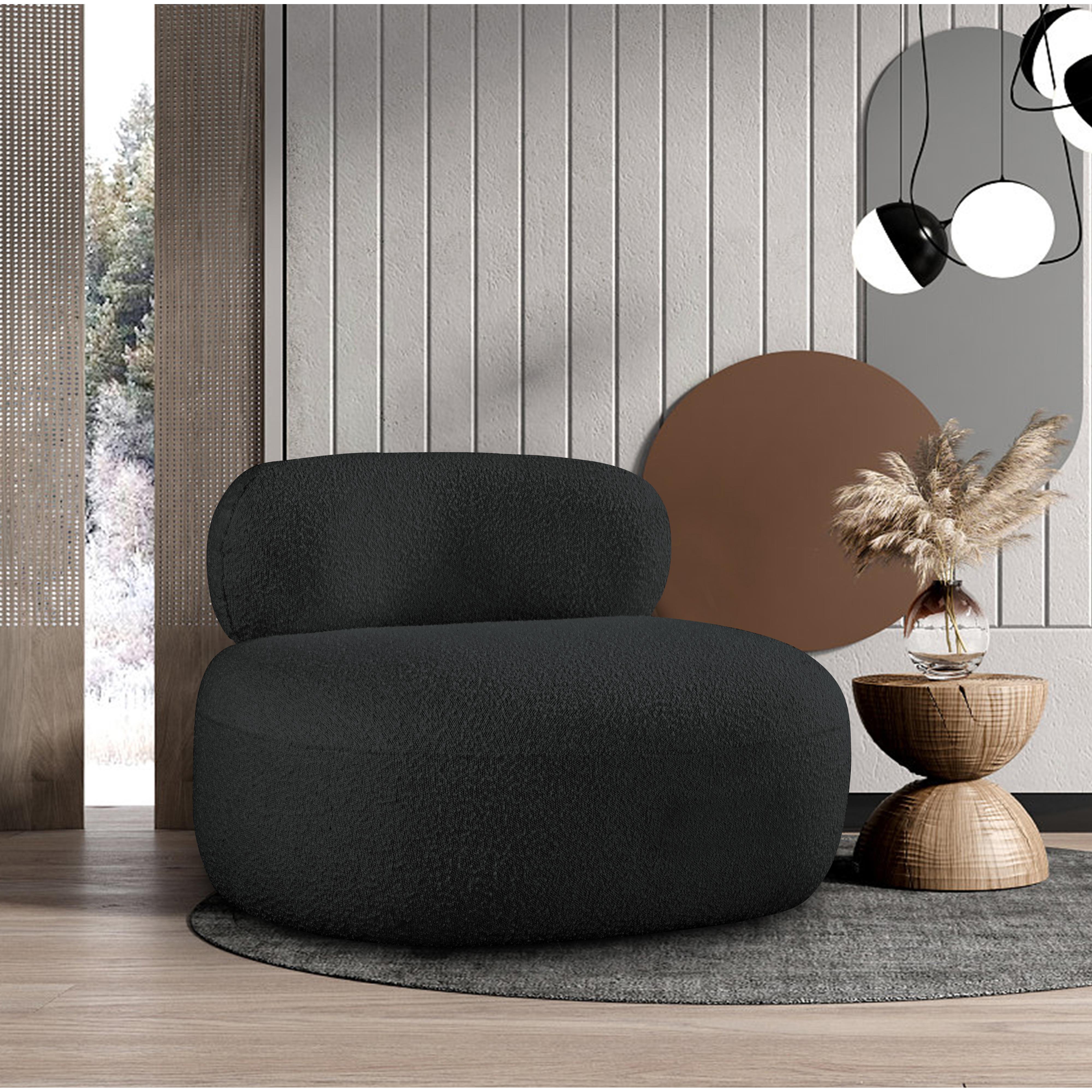 Meridian Venti Black Boucle Fabric Chair