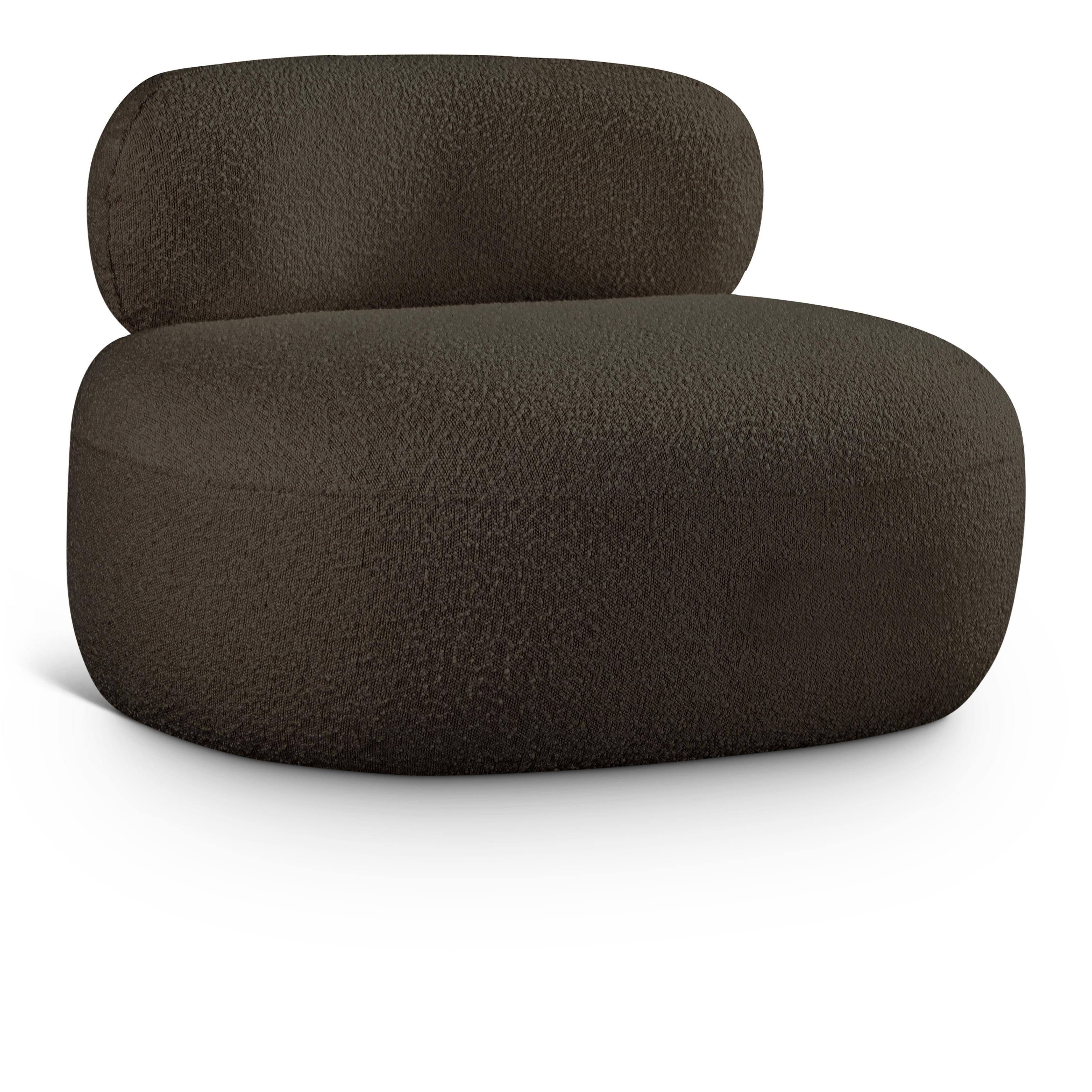 Meridian Venti Brown Boucle Fabric Chair