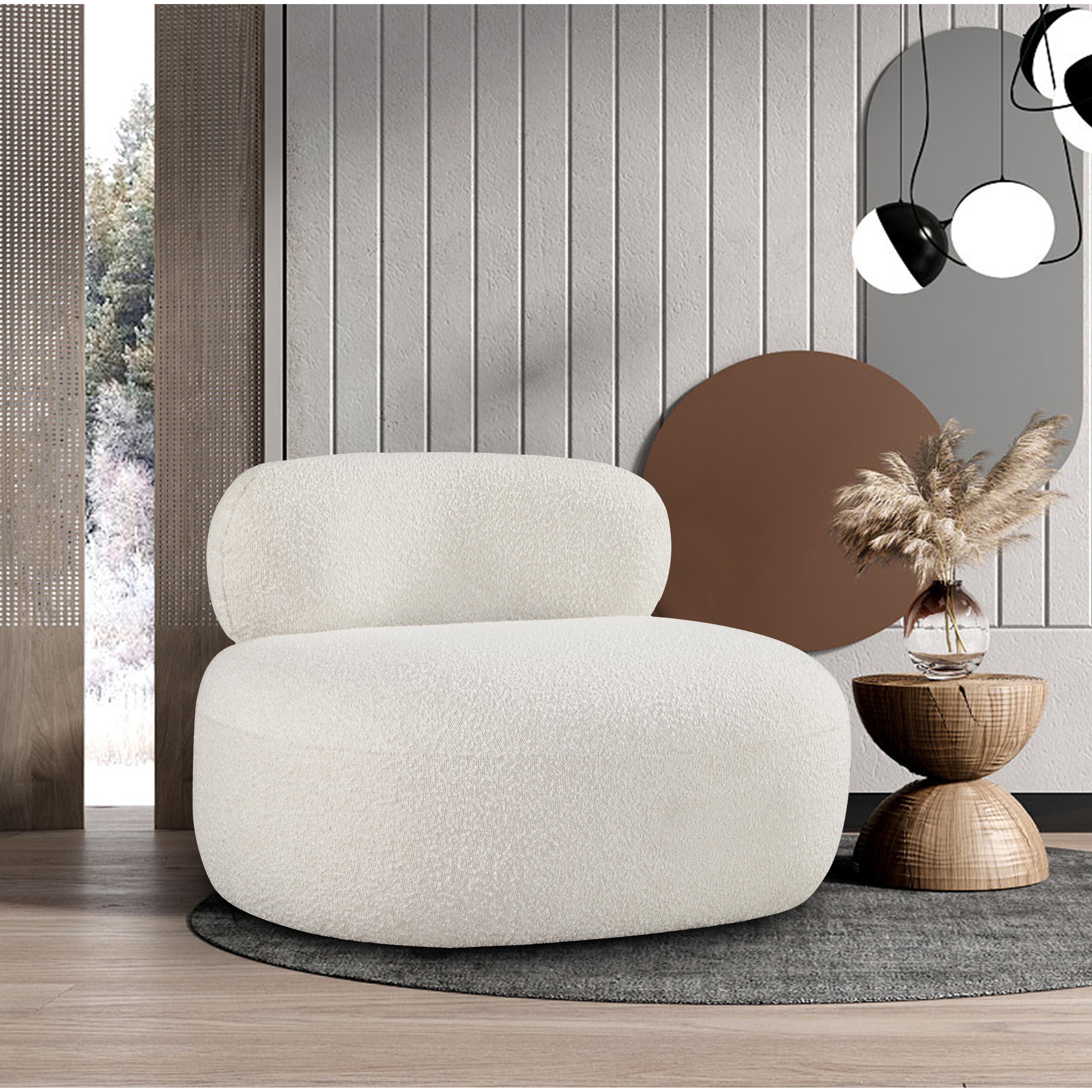 Meridian Venti Cream Boucle Fabric Chair