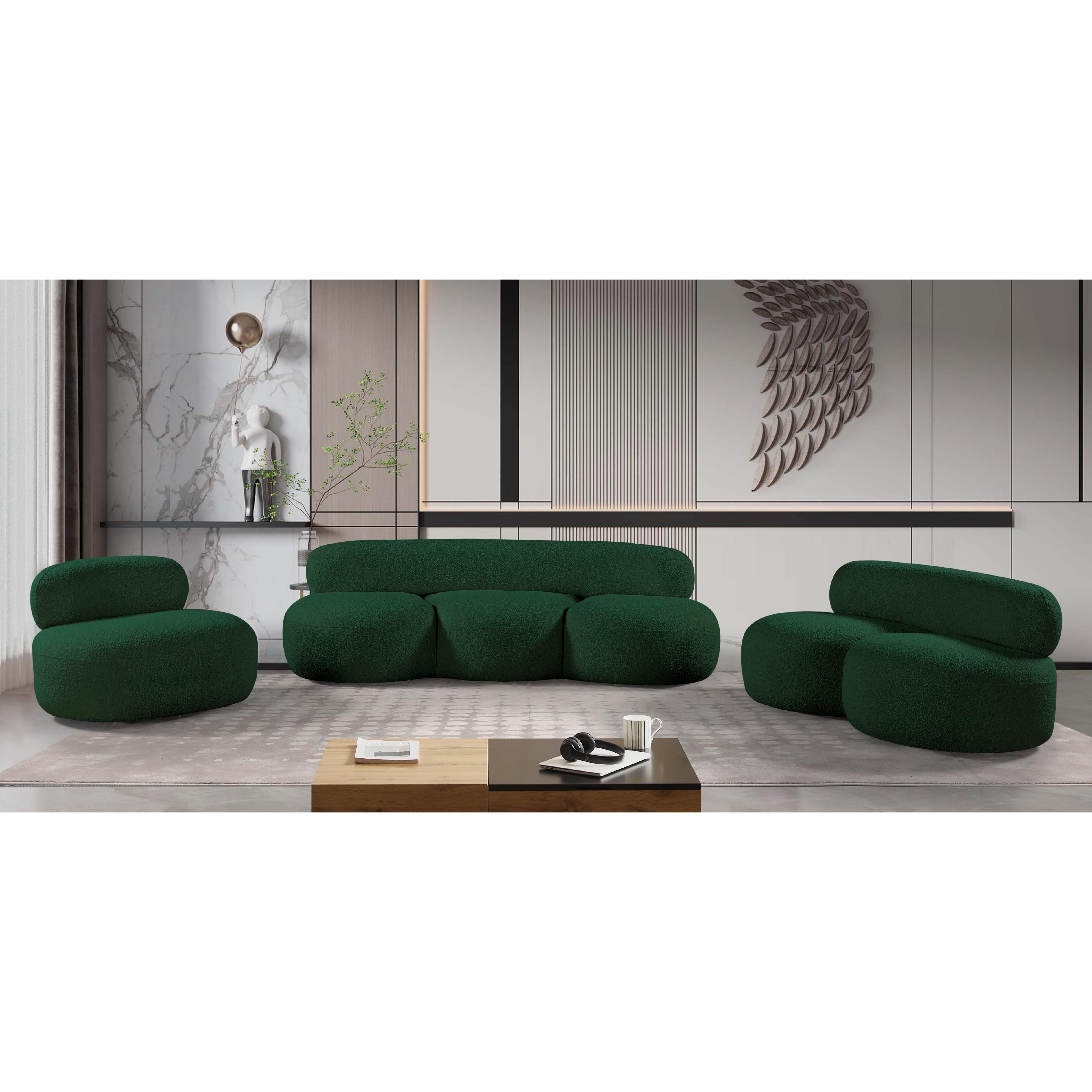 Meridian Venti Green Boucle Fabric Chair