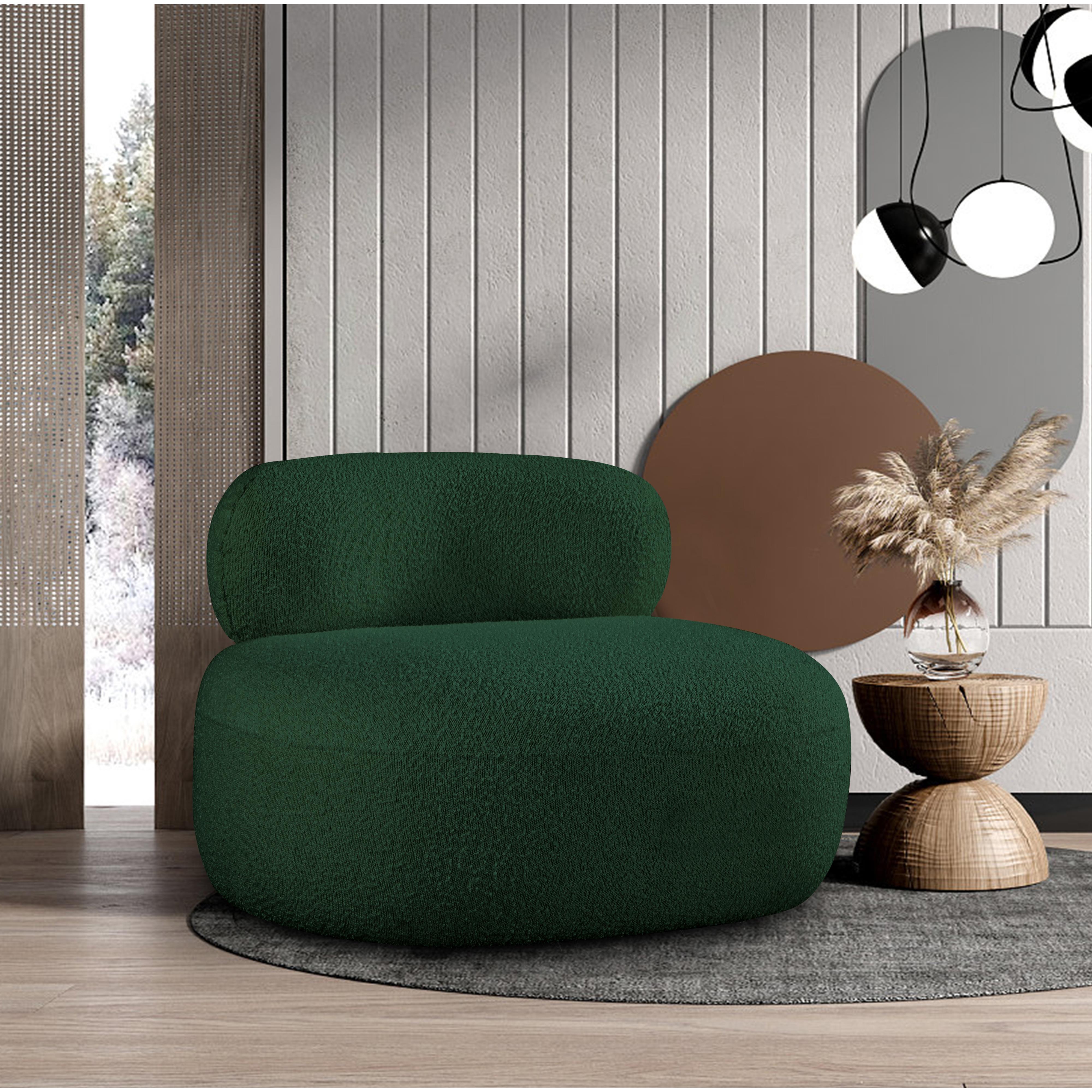 Meridian Venti Green Boucle Fabric Chair