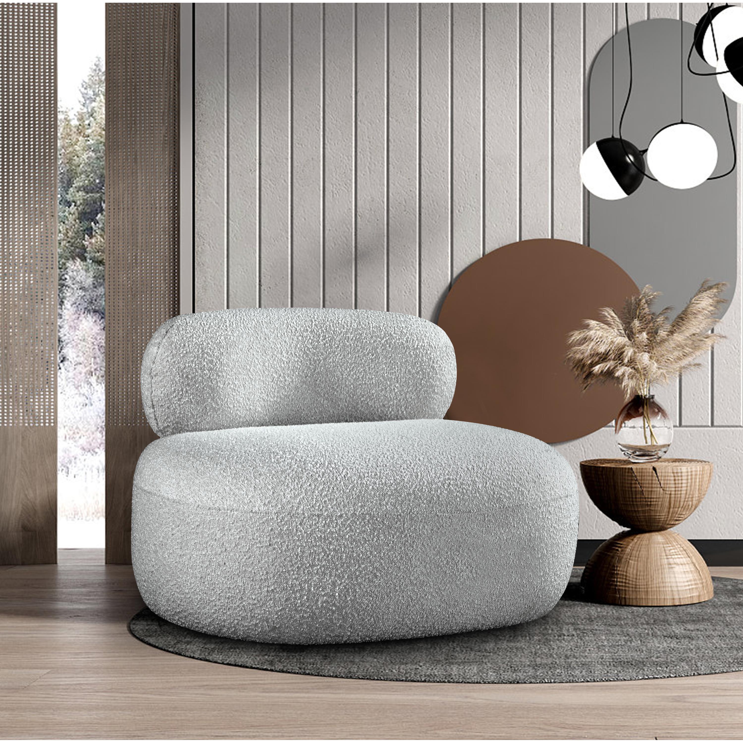 Meridian Venti Grey Boucle Fabric Chair