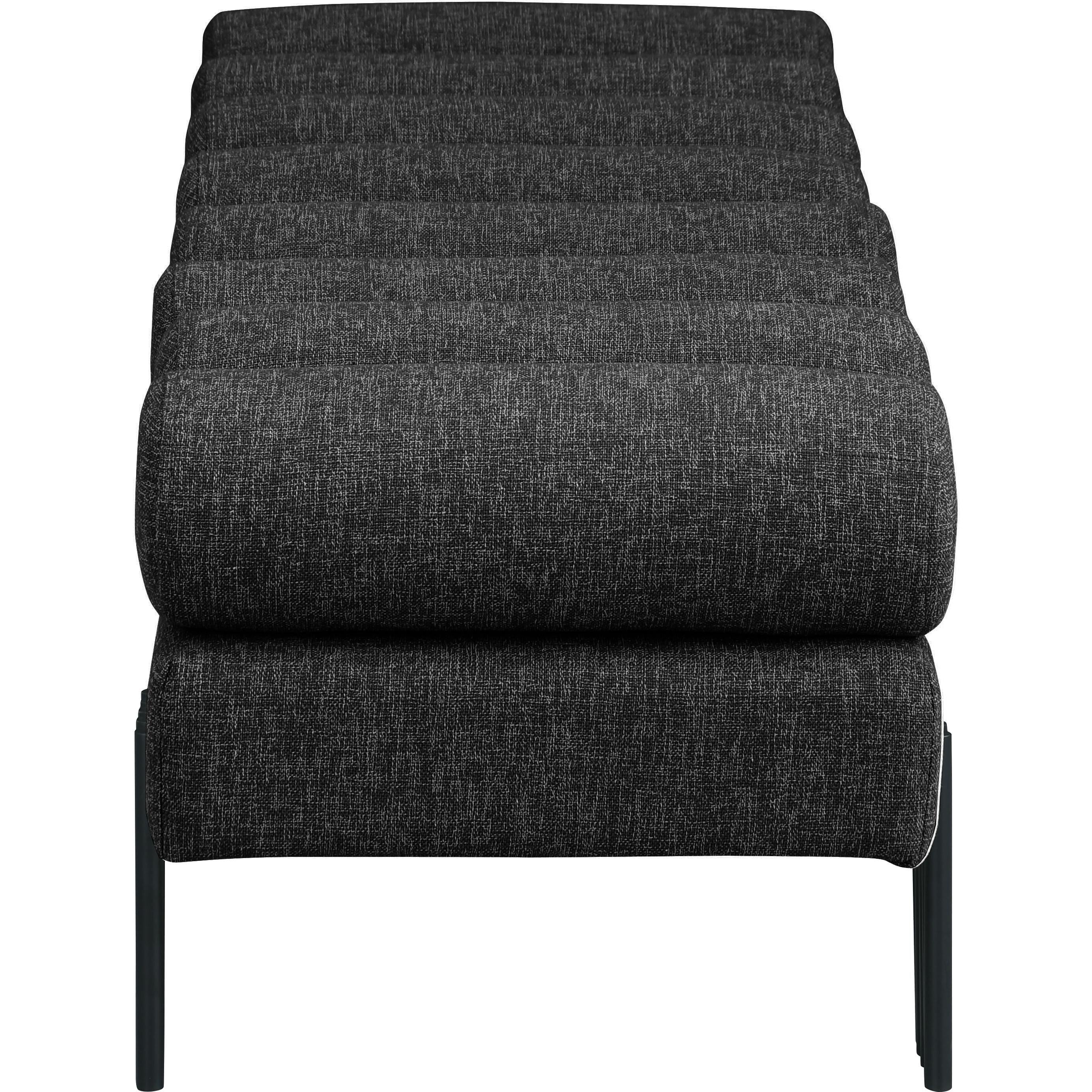 Meridian Akeela Black Linen Textured Fabric Bench