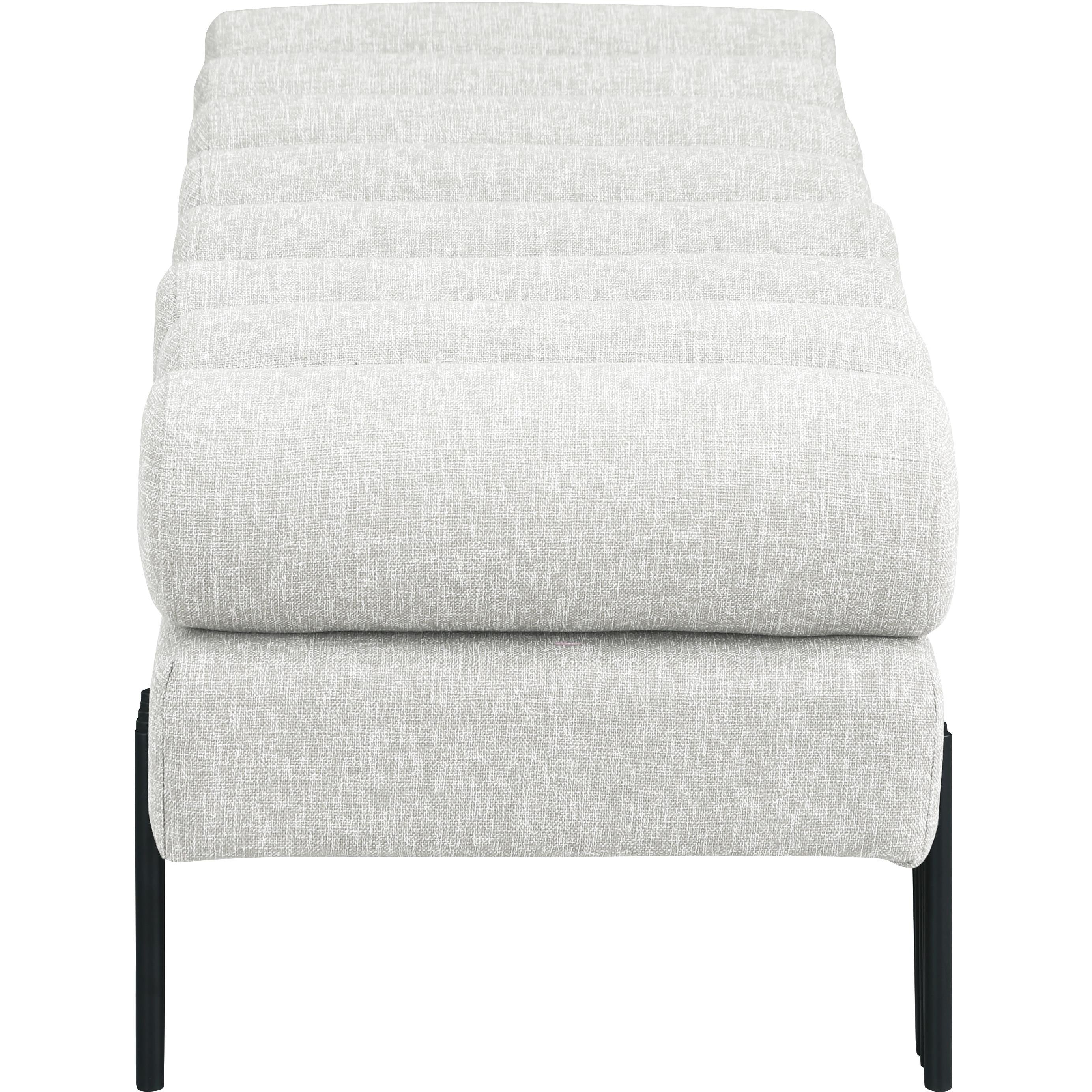 Meridian Akeela Cream Linen Textured Fabric Bench