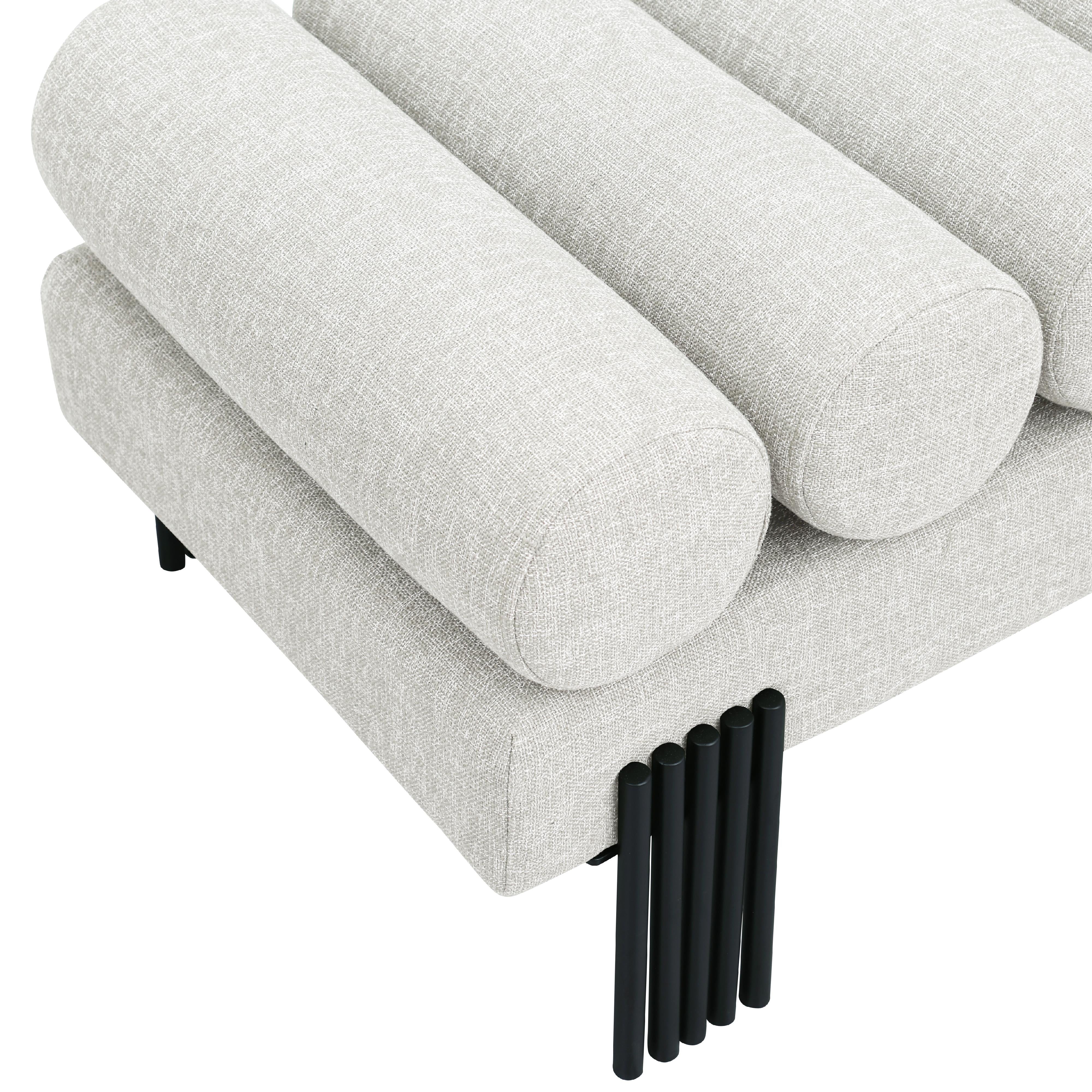 Meridian Akeela Cream Linen Textured Fabric Bench