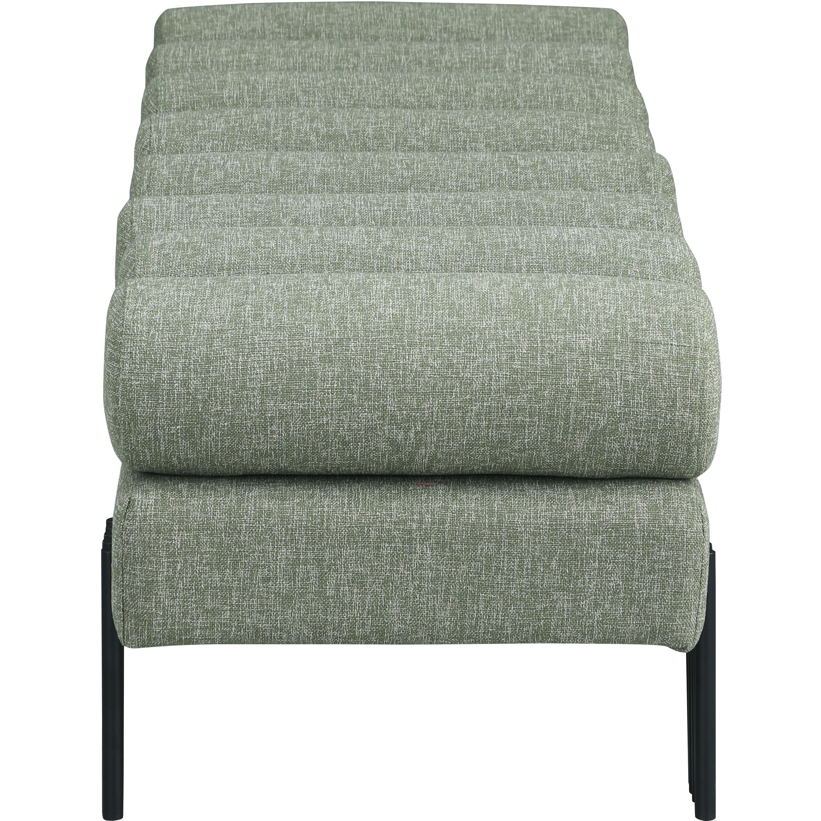 Meridian Akeela Green Linen Textured Fabric Bench