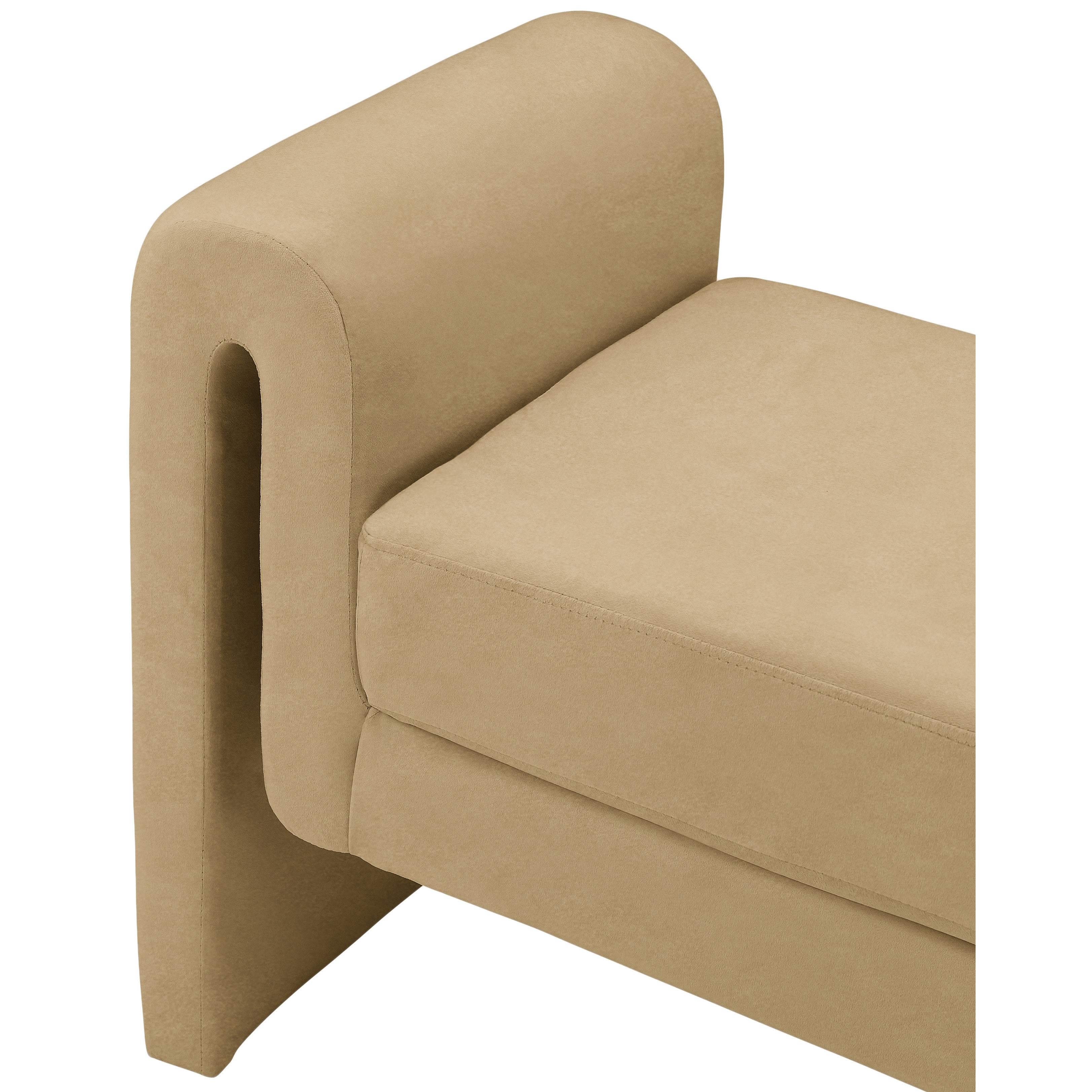 Meridian Sloan Camel Velvet Bench