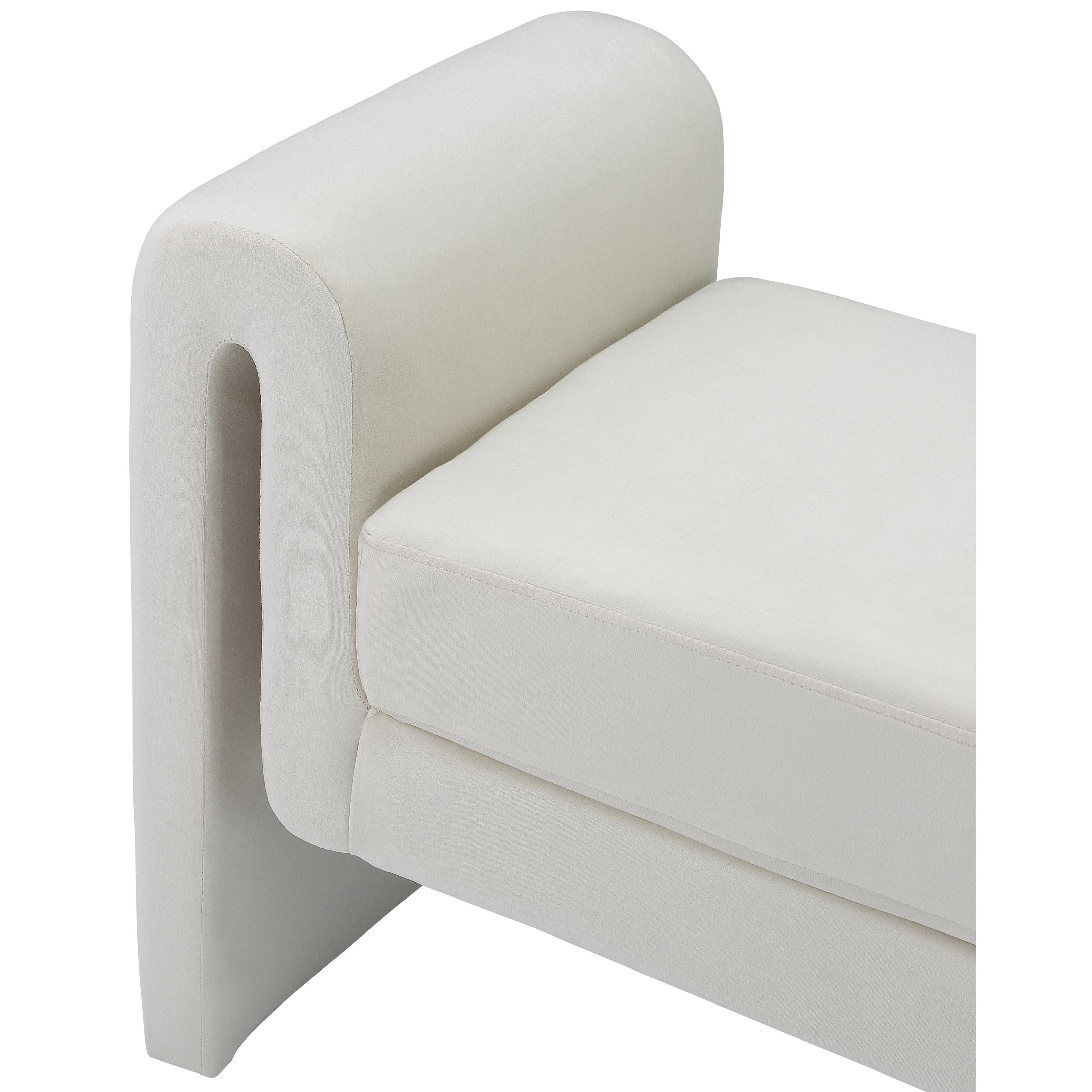 Meridian Sloan Cream Velvet Bench