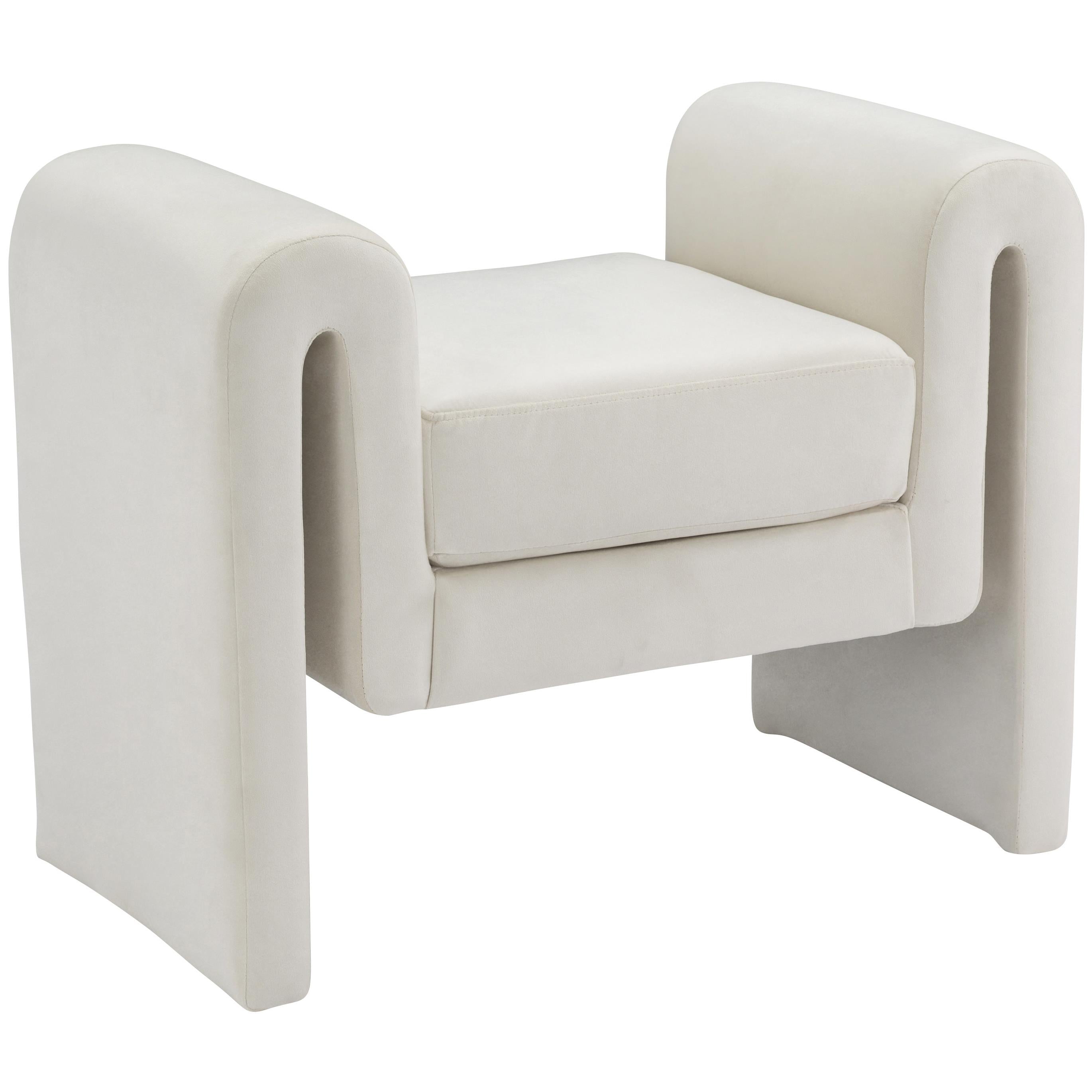 Meridian Sloan Cream Velvet Bench