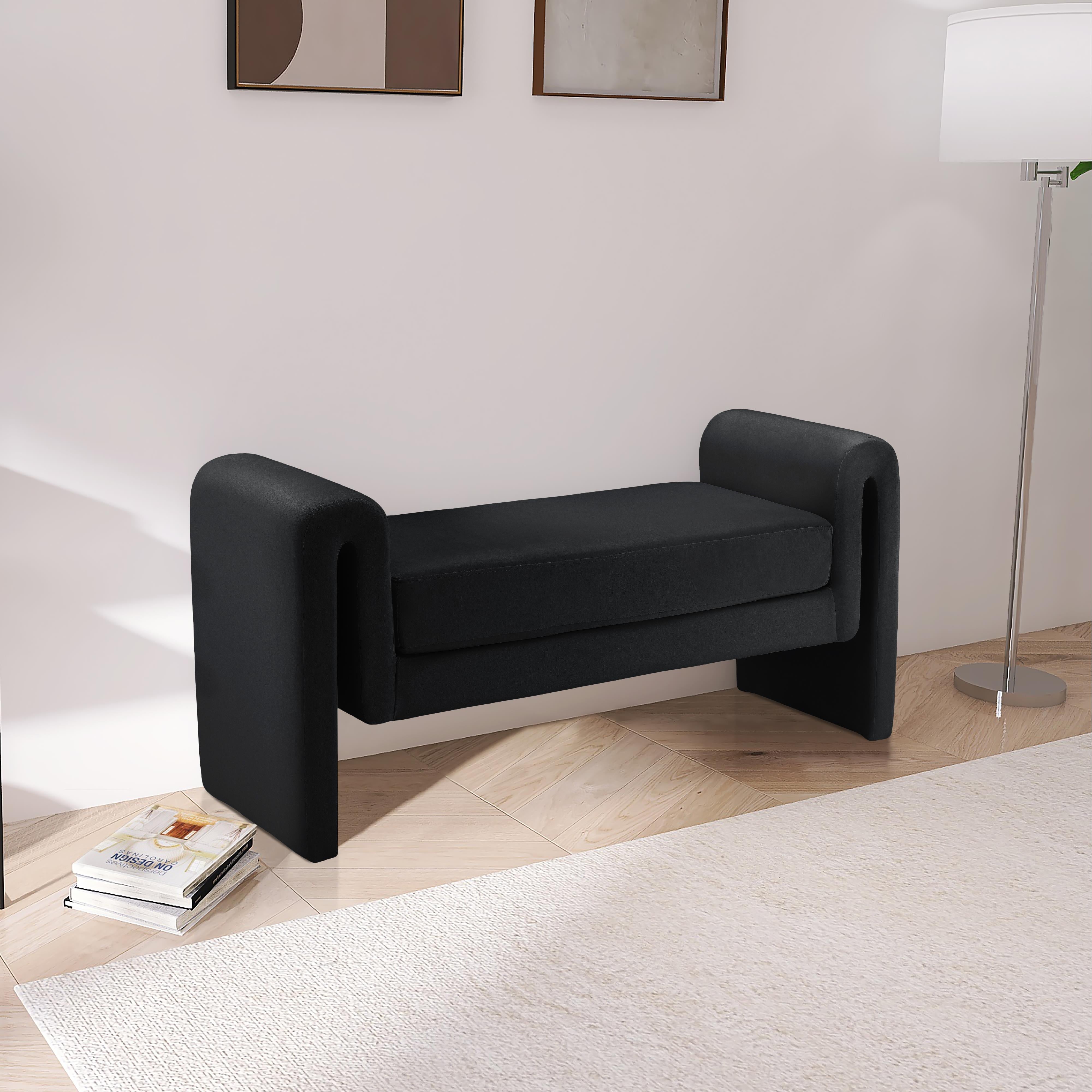 Meridian Sloan Black Velvet Bench