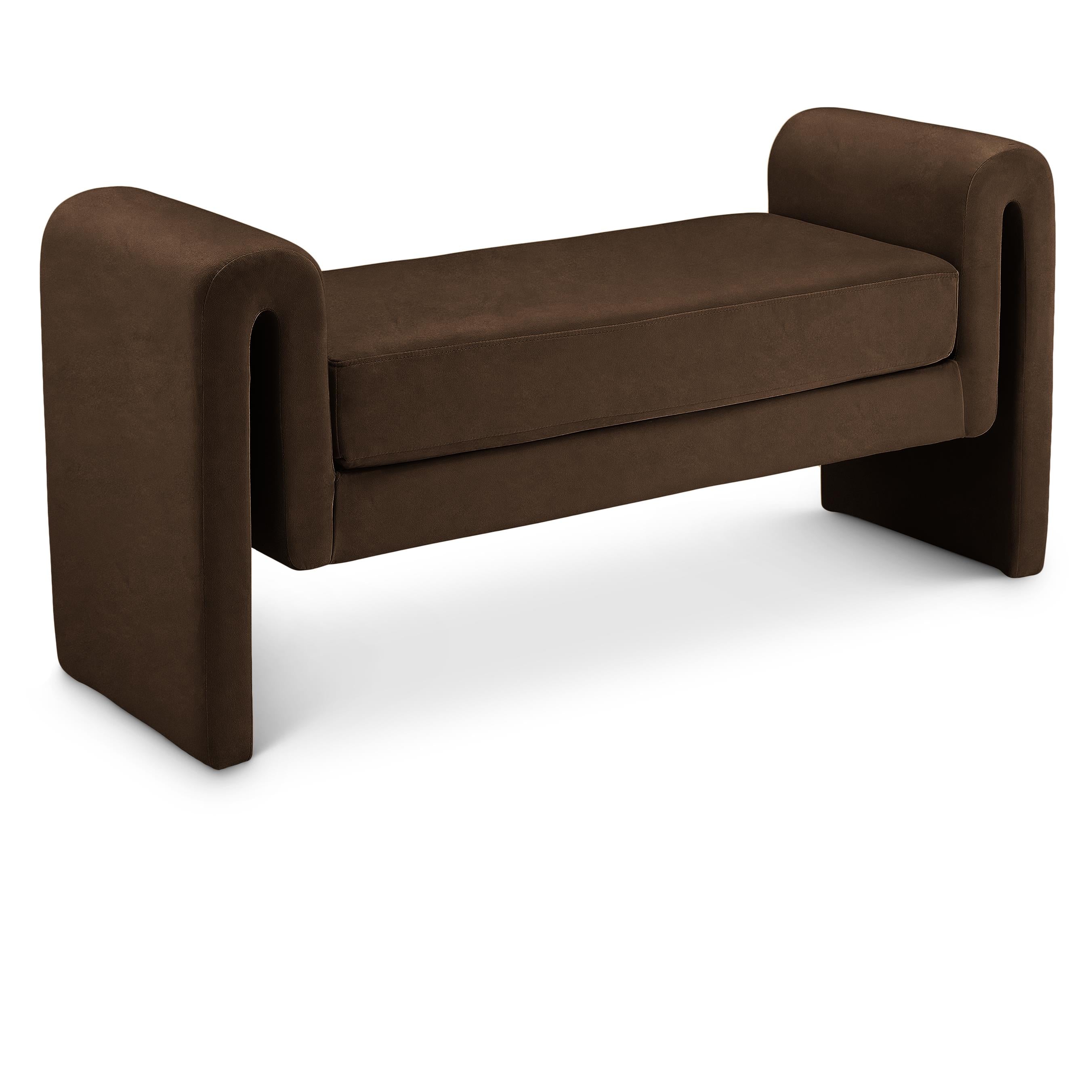 Meridian Sloan Brown Velvet Bench