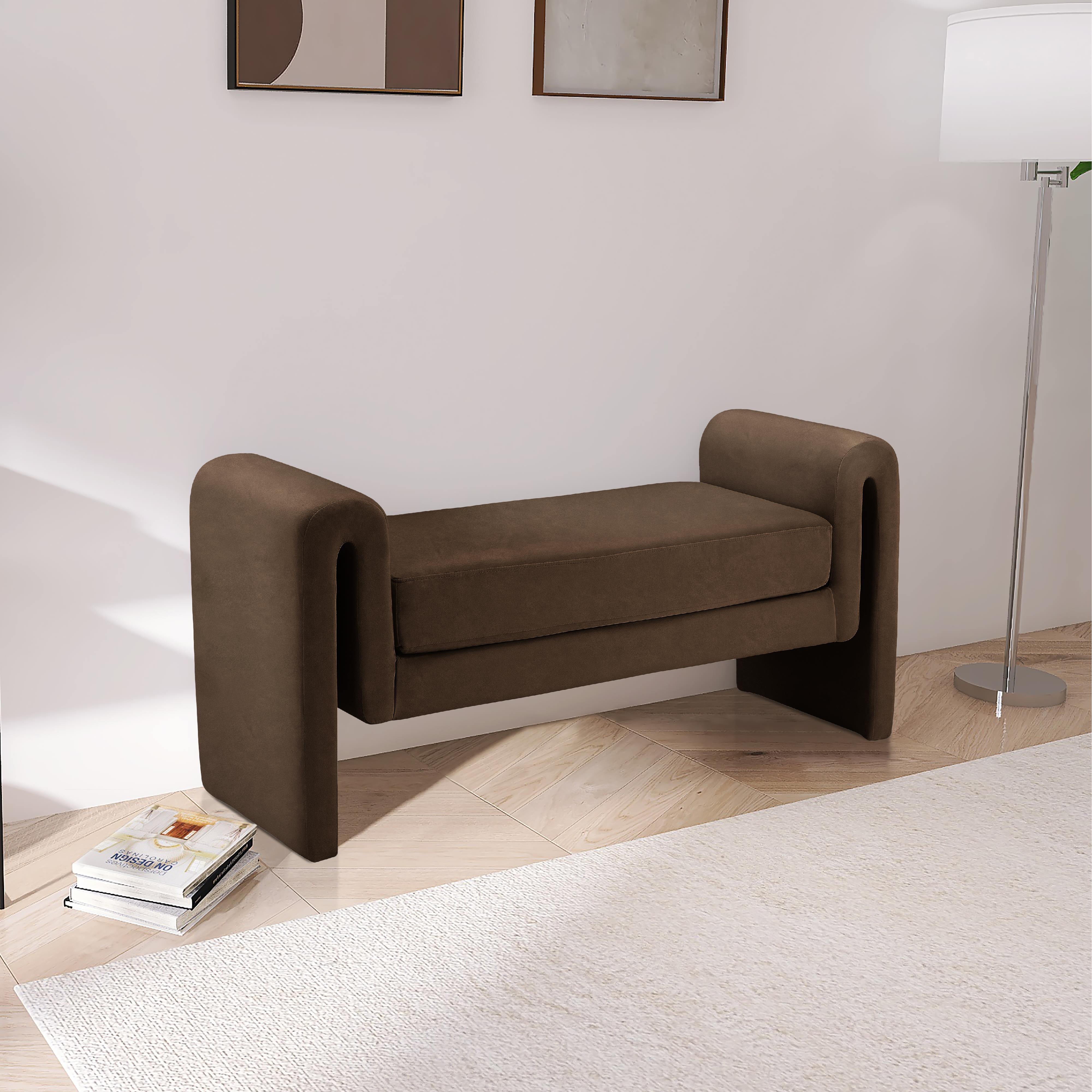 Meridian Sloan Brown Velvet Bench