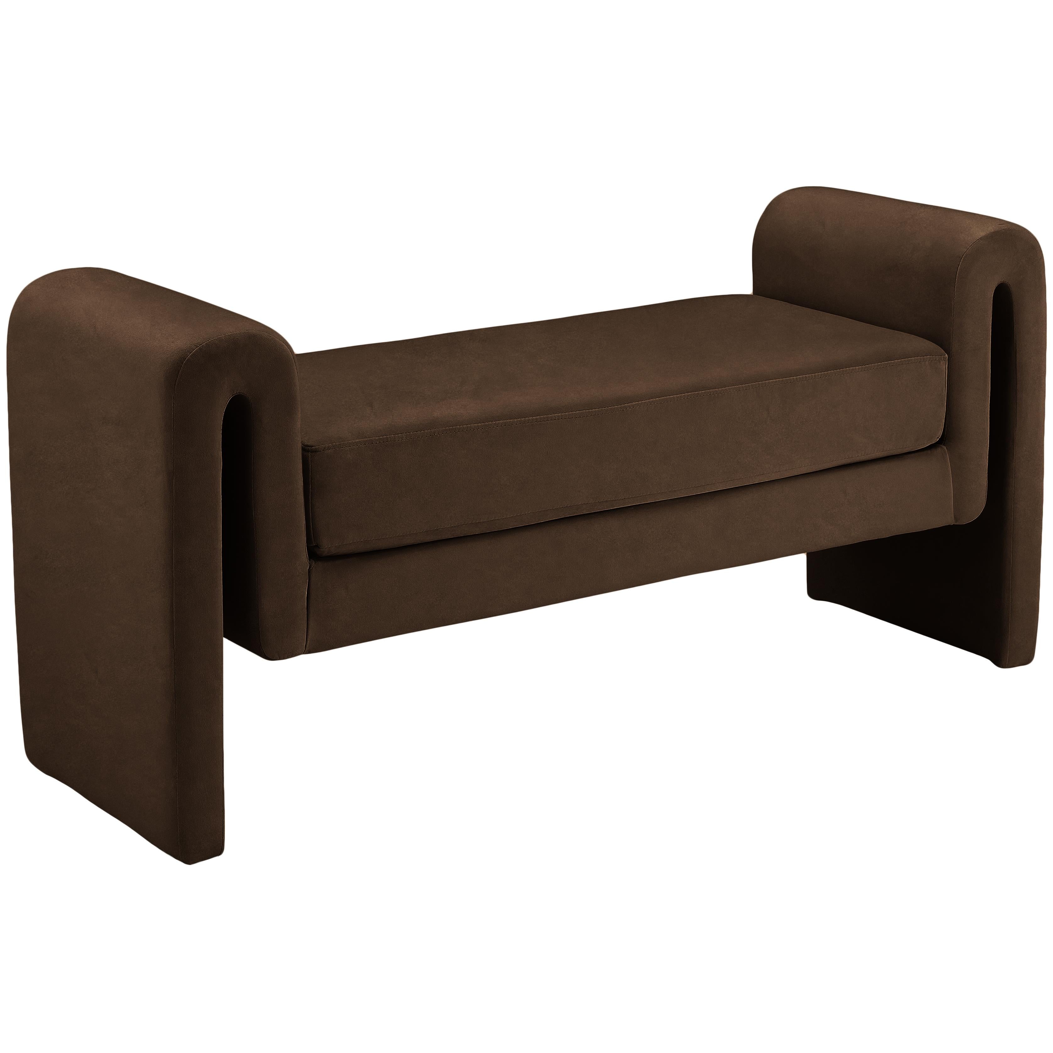 Meridian Sloan Brown Velvet Bench