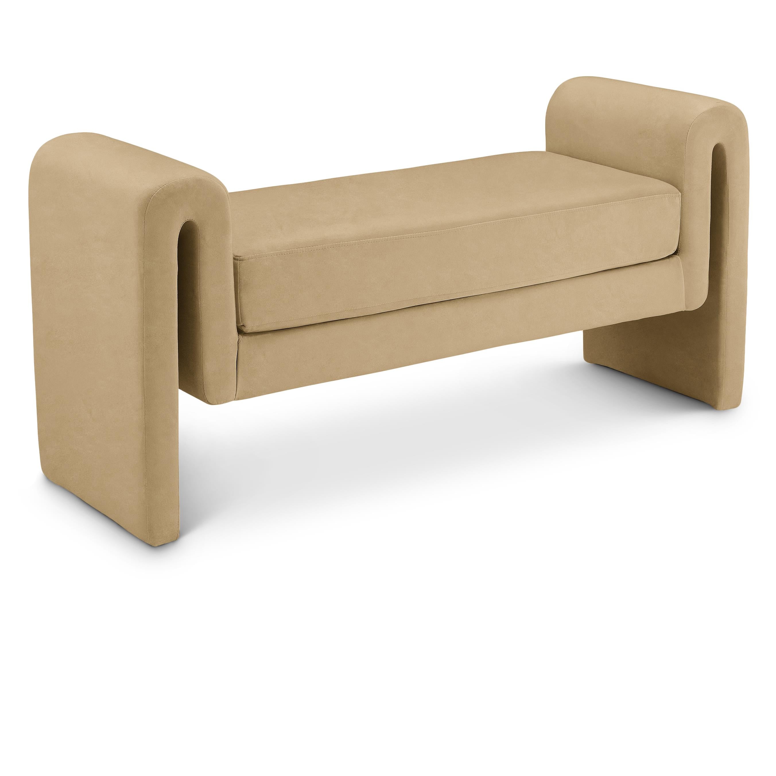 Meridian Sloan Camel Velvet Bench