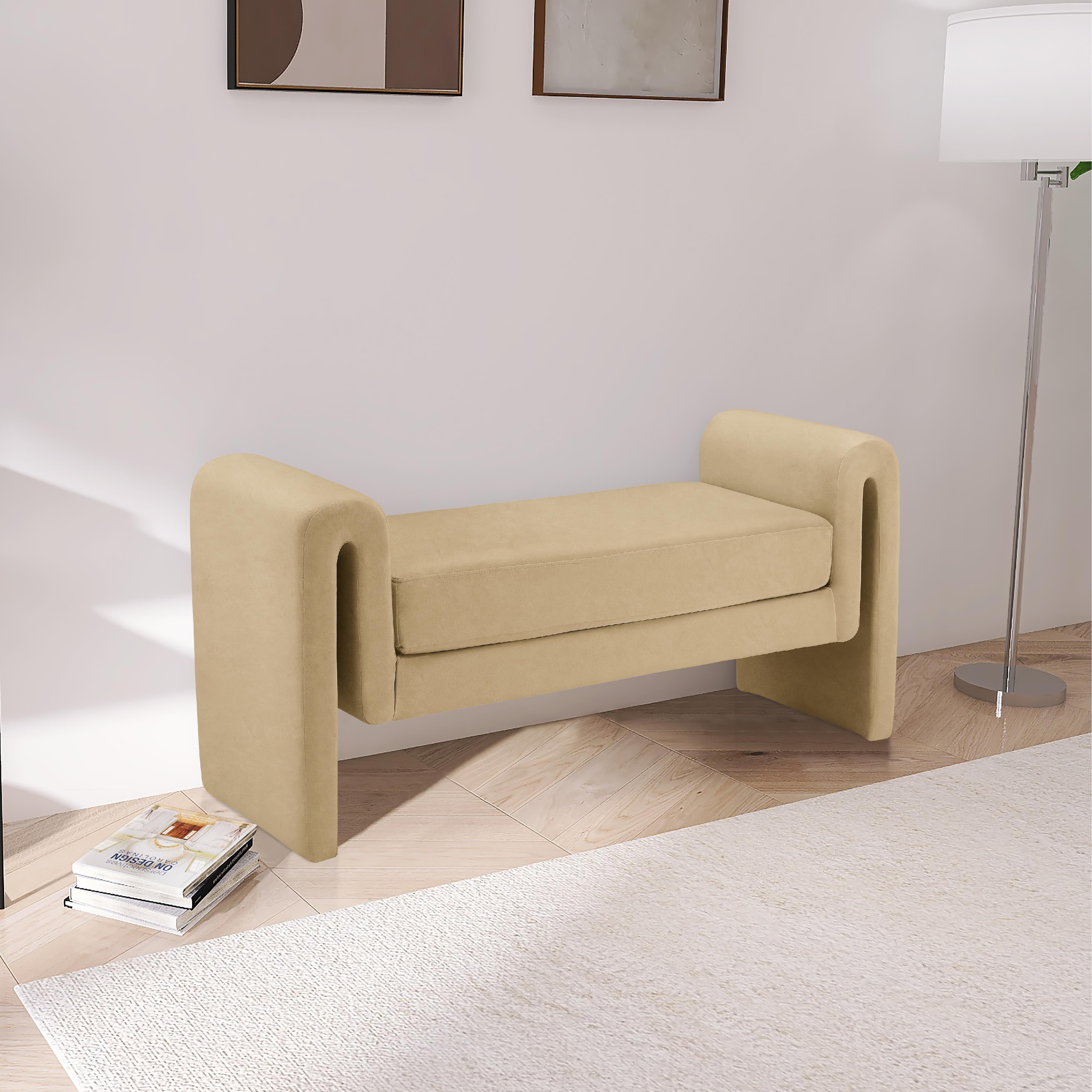 Meridian Sloan Camel Velvet Bench