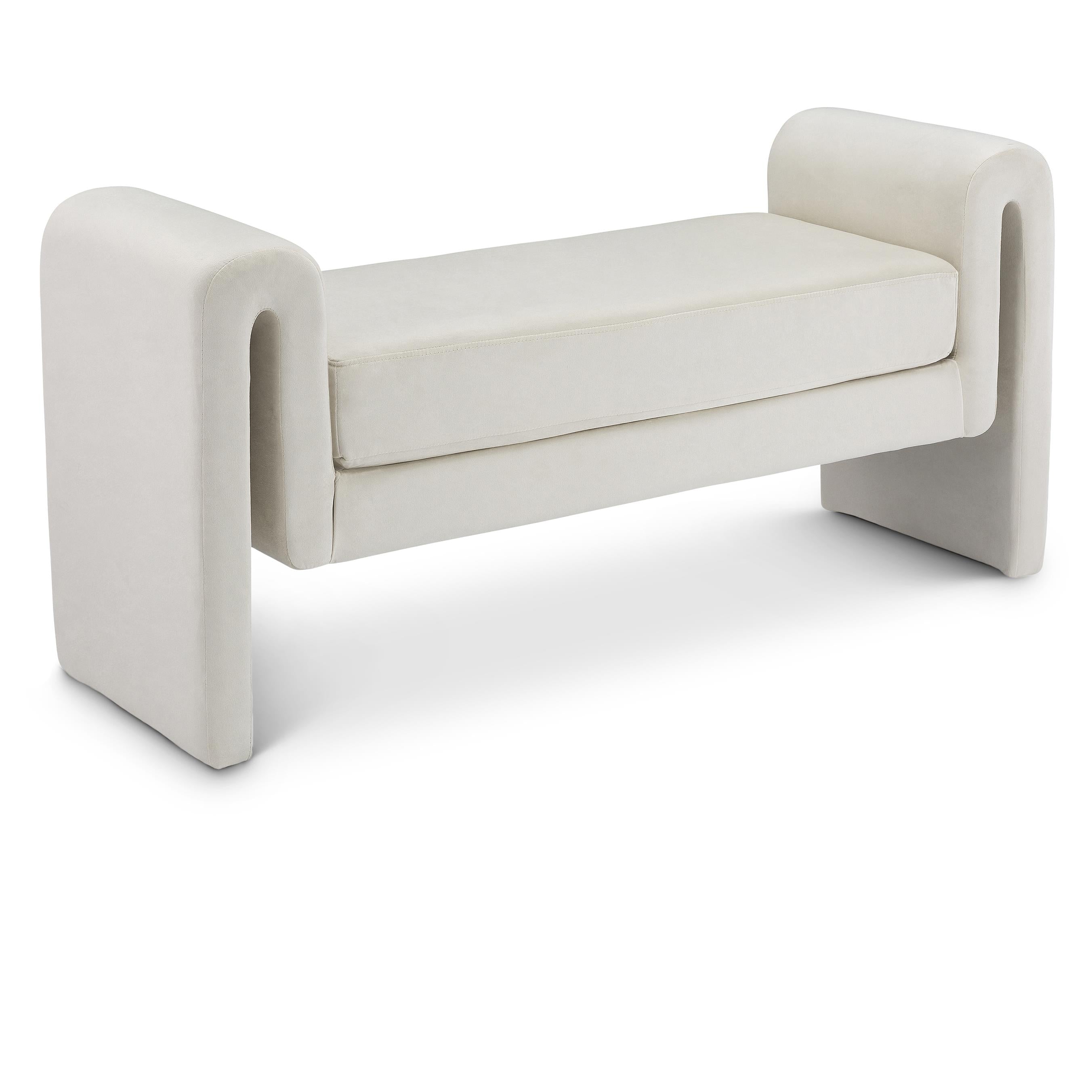 Meridian Sloan Cream Velvet Bench