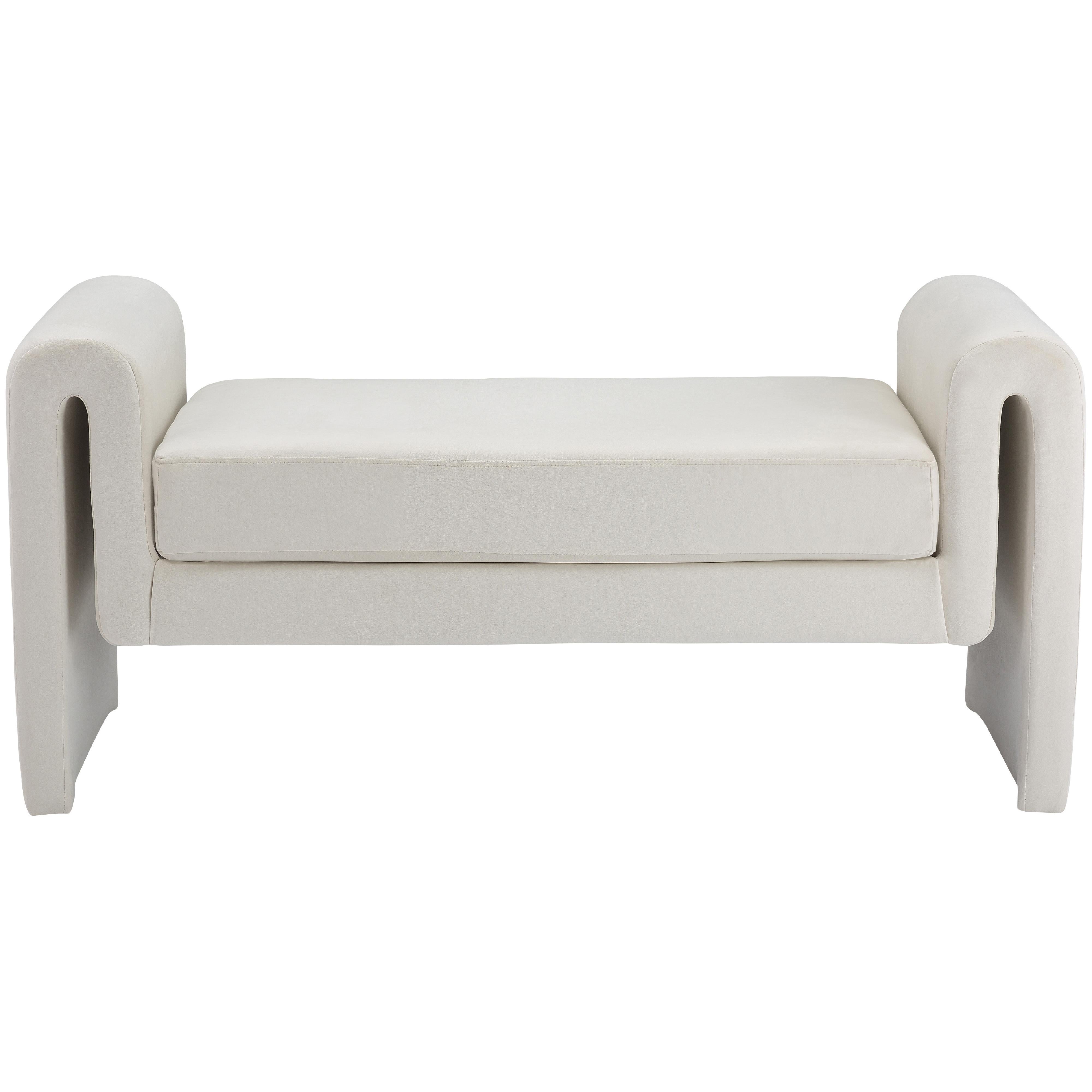 Meridian Sloan Cream Velvet Bench