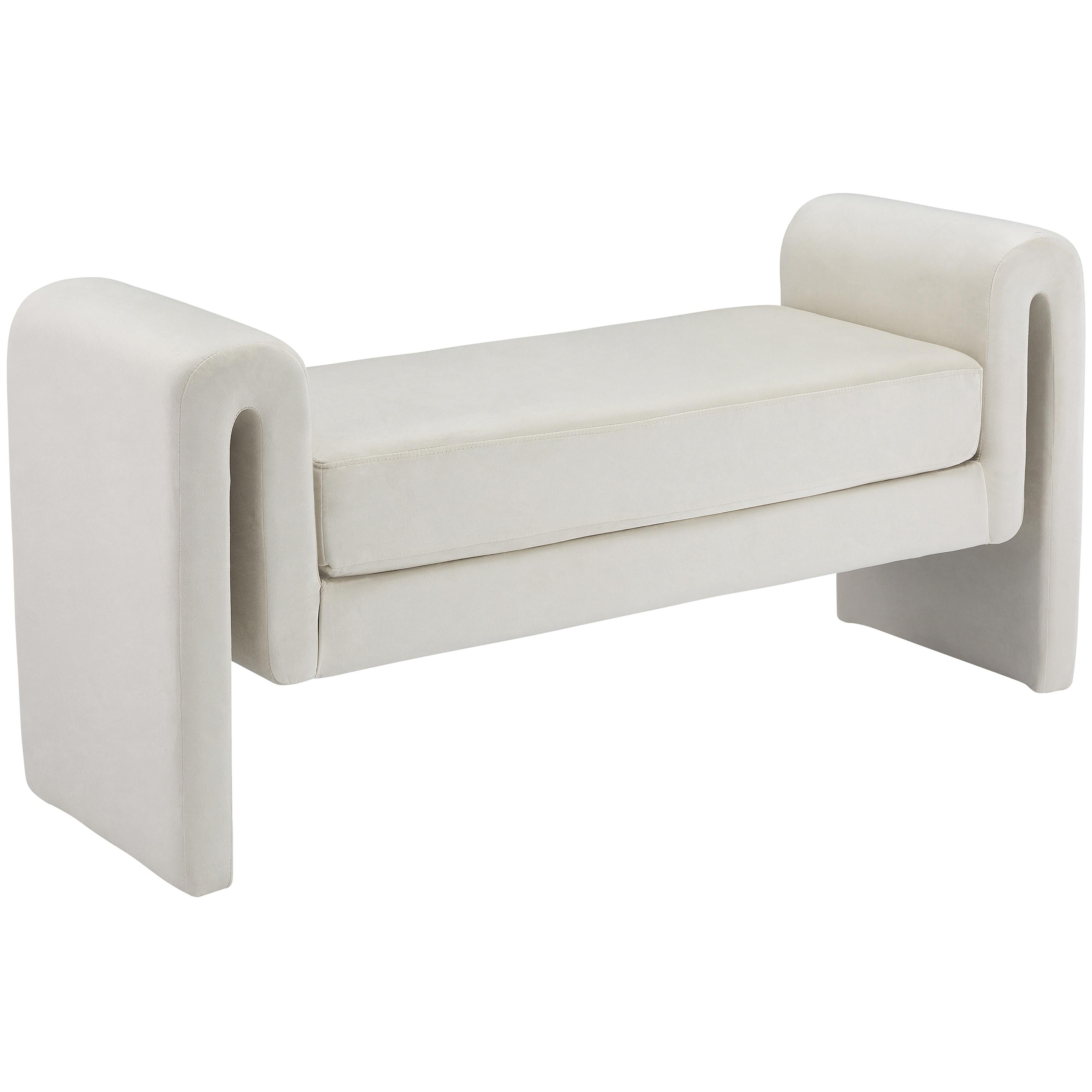 Meridian Sloan Cream Velvet Bench