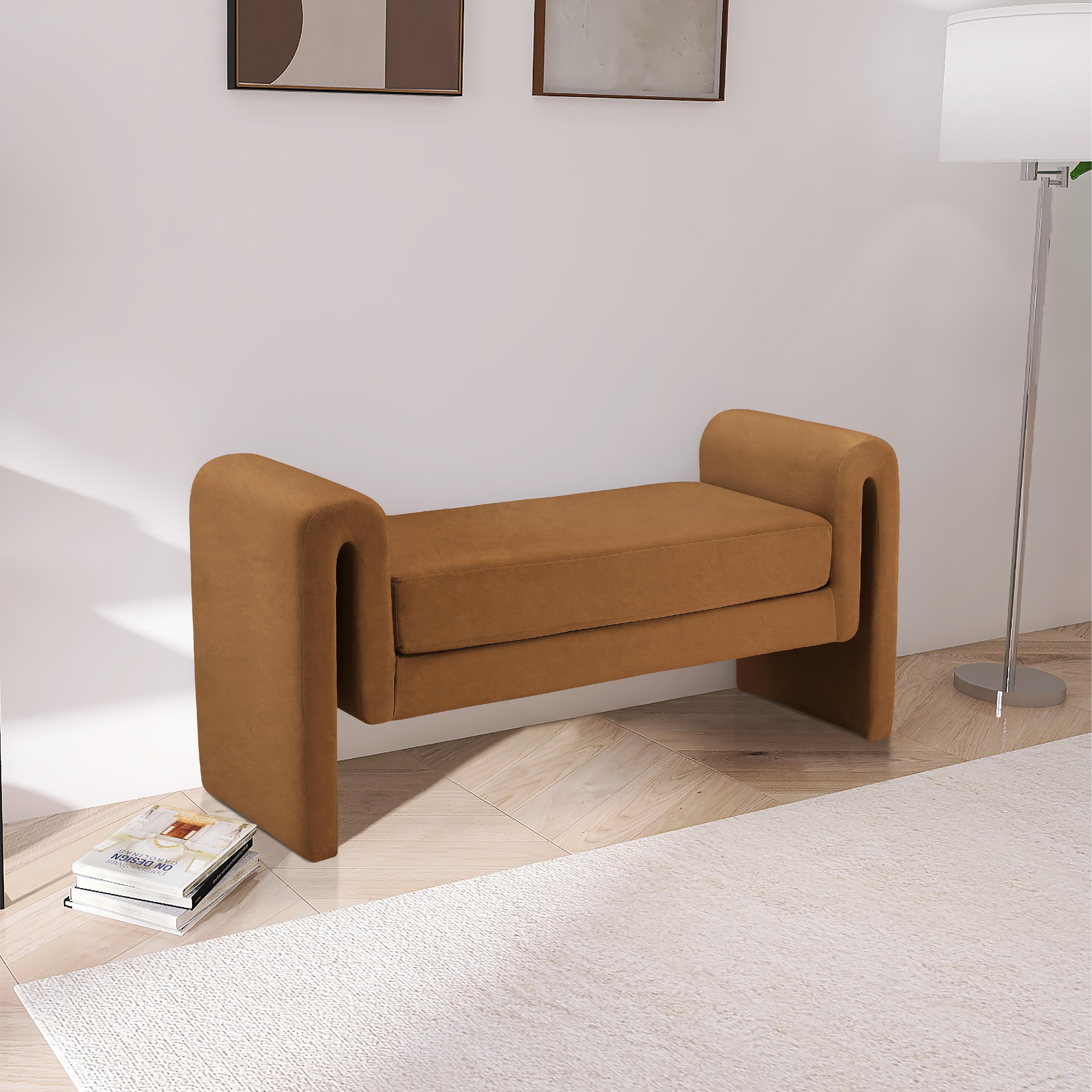 Meridian Sloan Saddle Velvet Bench