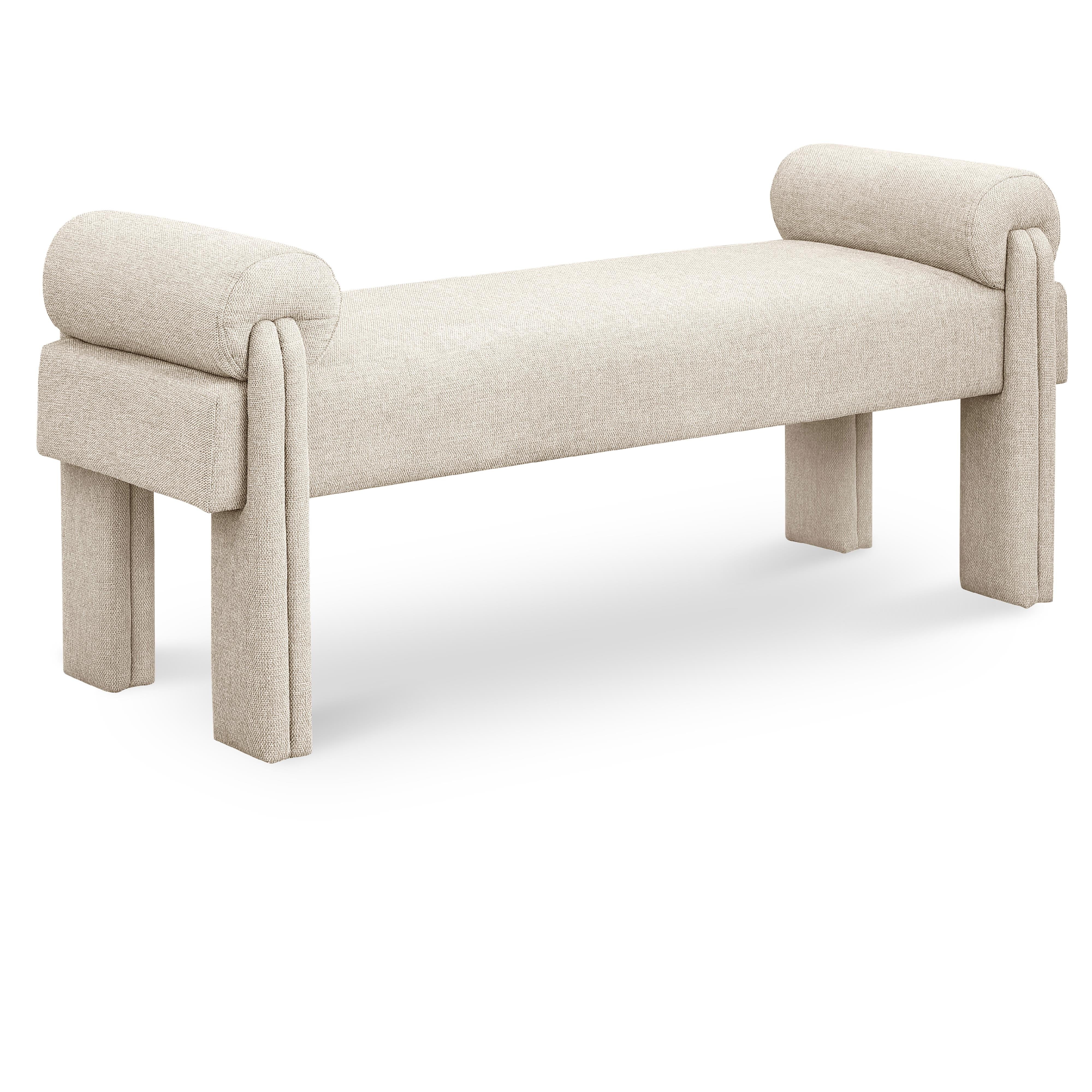 Meridian Stefano Beige Polyester Fabric Bench