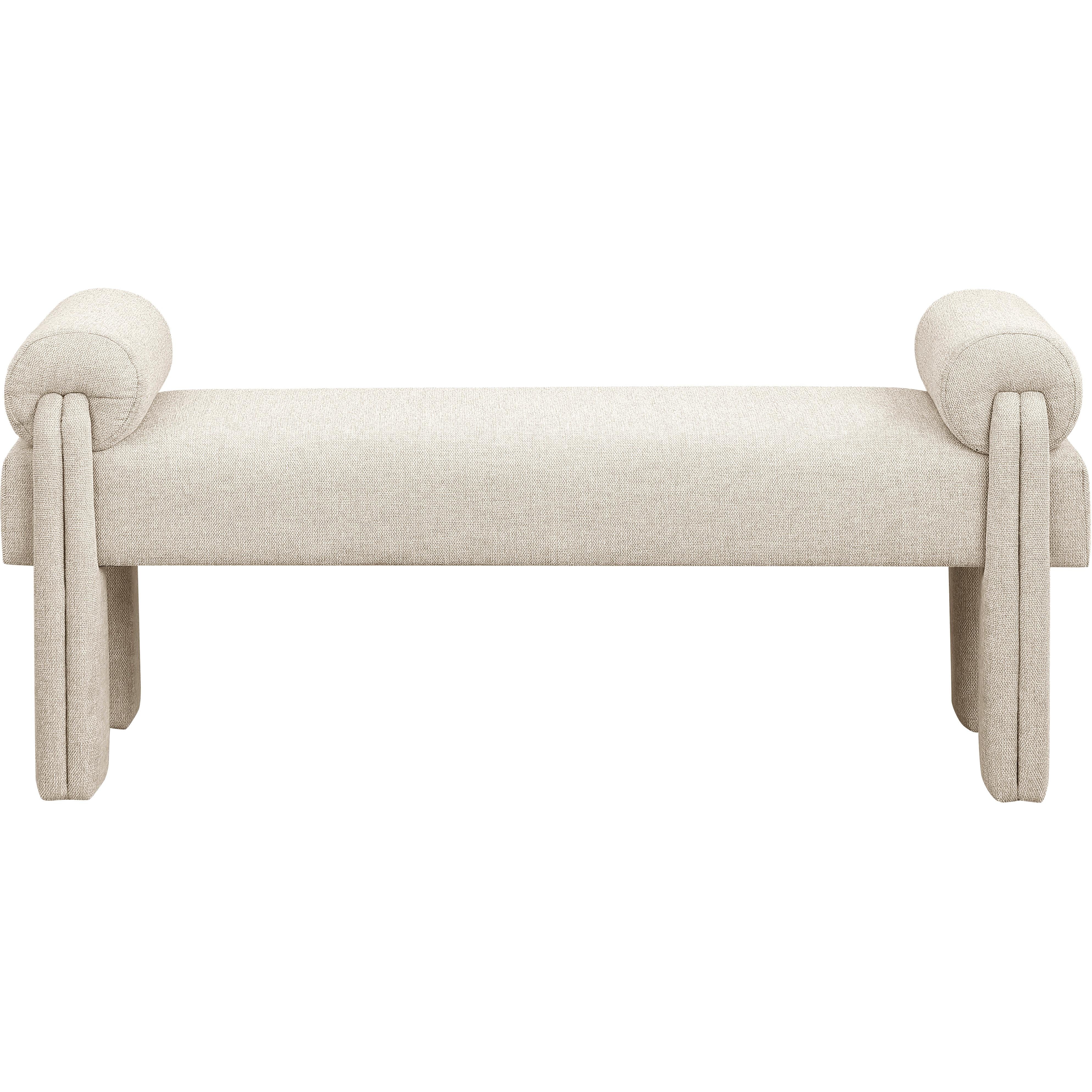 Meridian Stefano Beige Polyester Fabric Bench