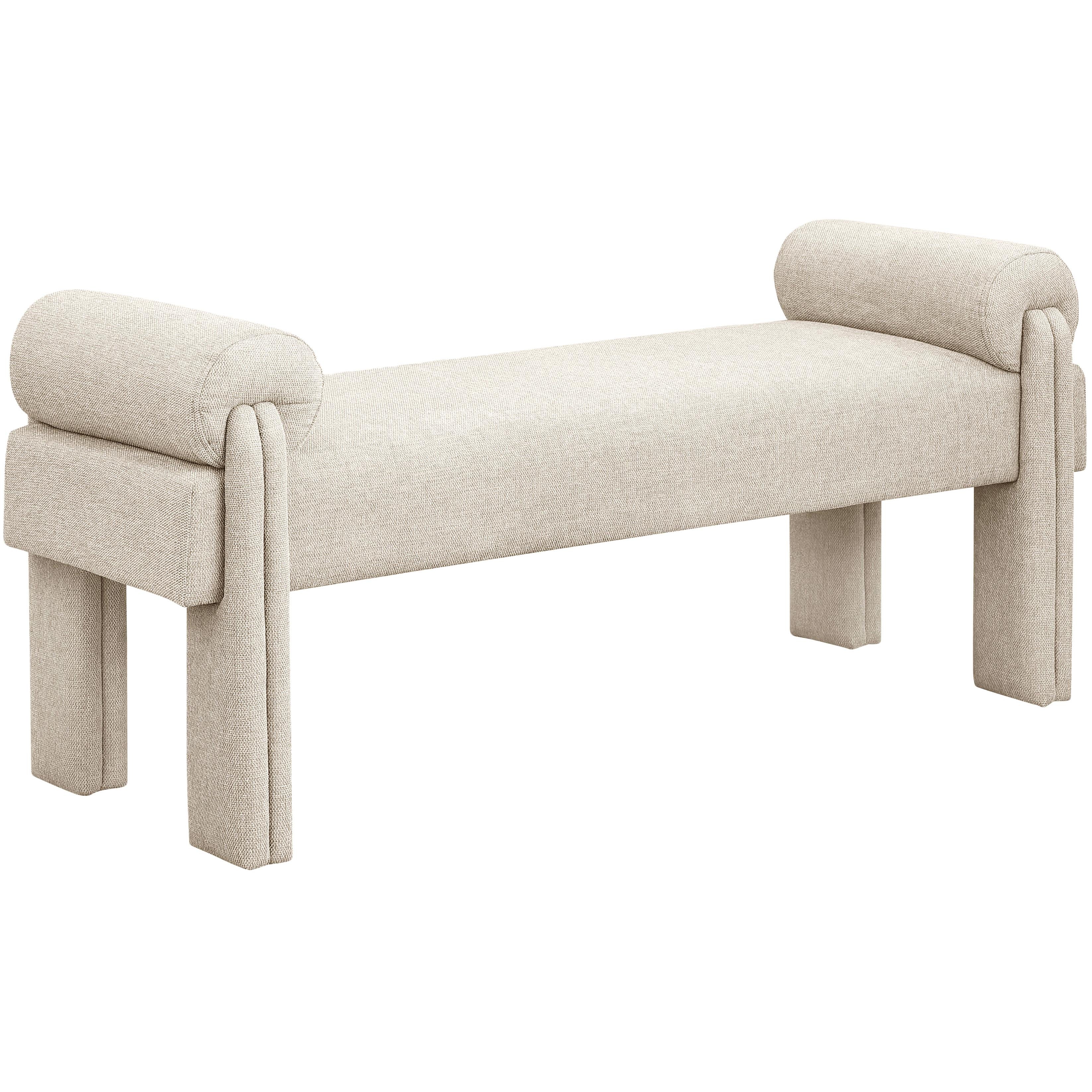 Meridian Stefano Beige Polyester Fabric Bench