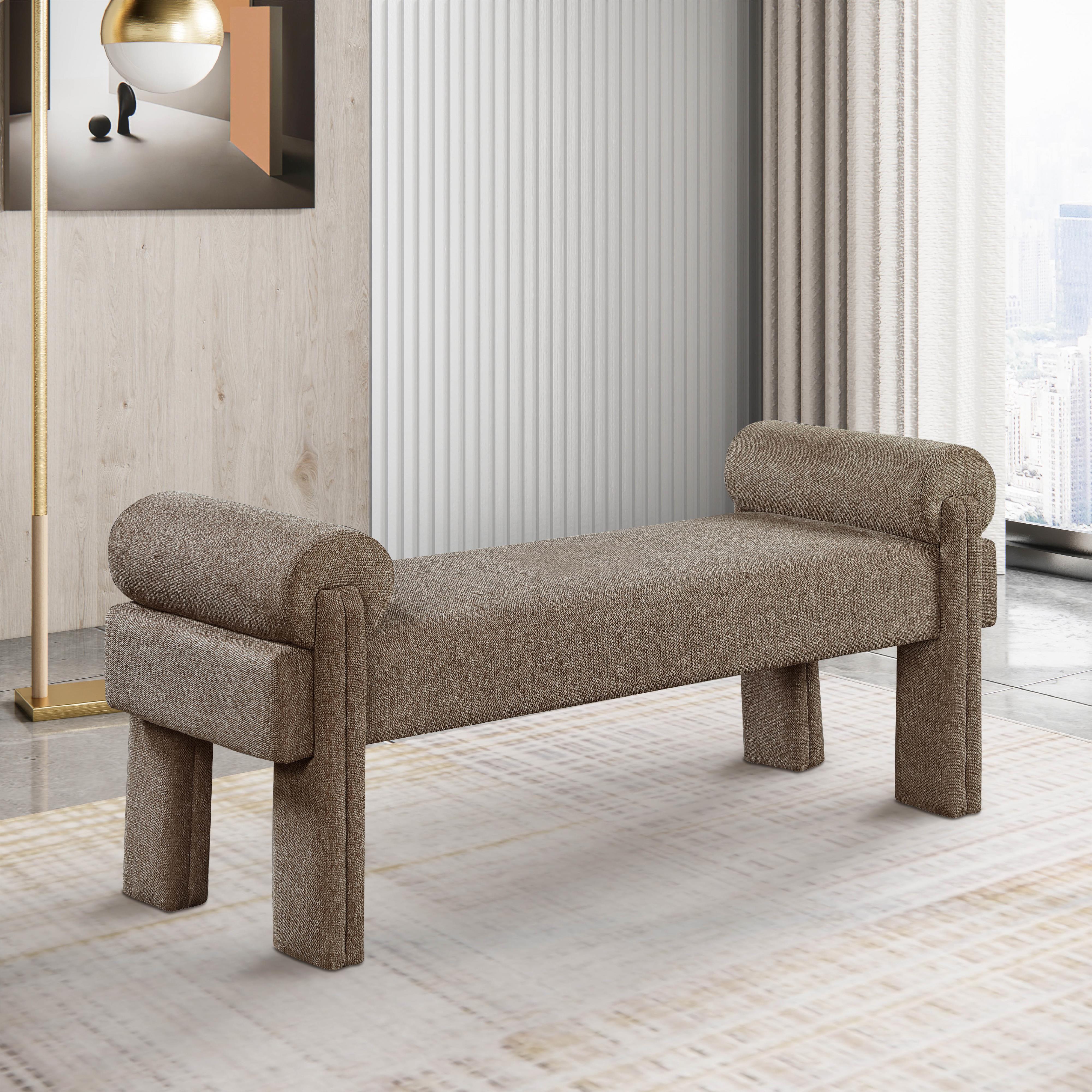 Meridian Stefano Brown Polyester Fabric Bench