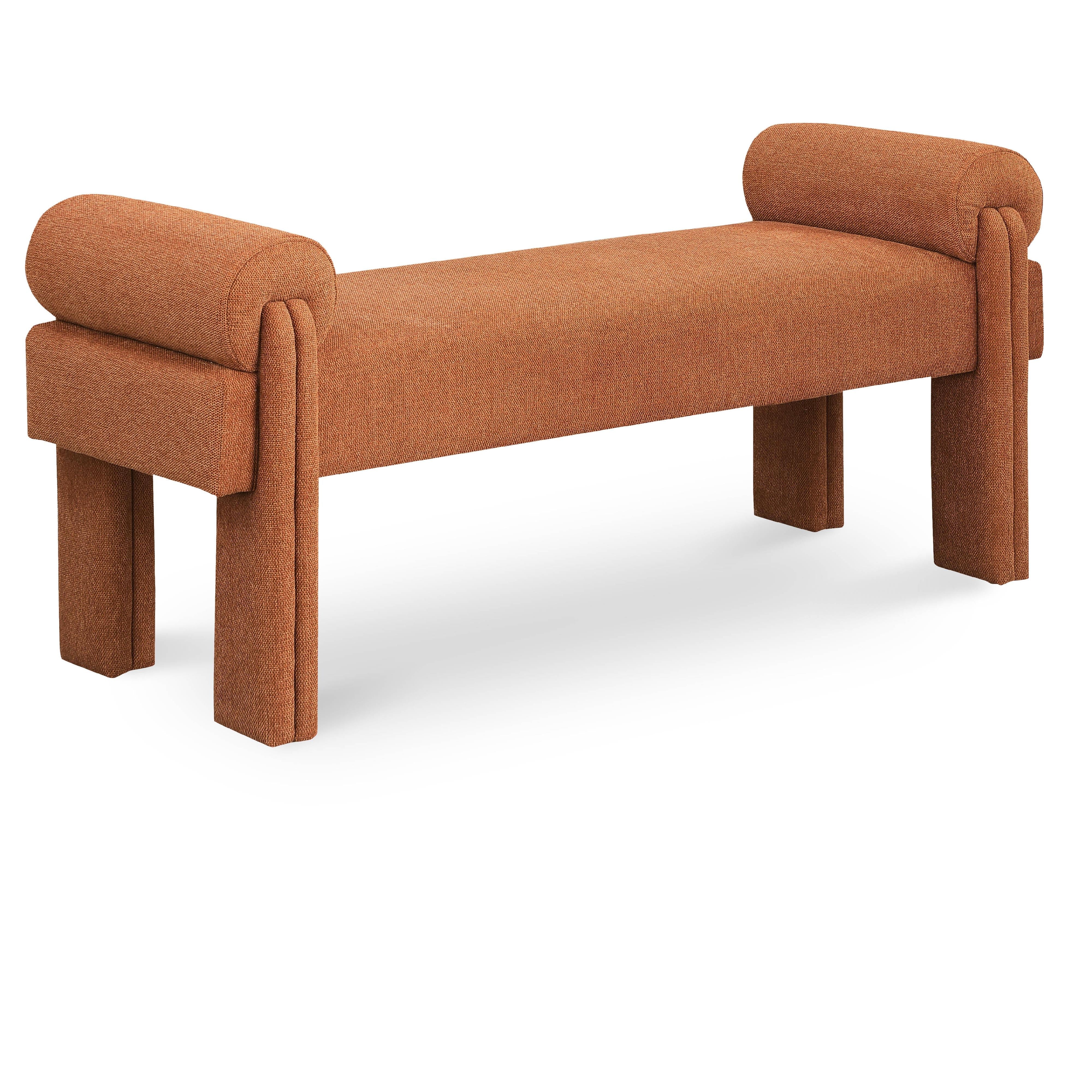 Meridian Stefano Cognac Polyester Fabric Bench