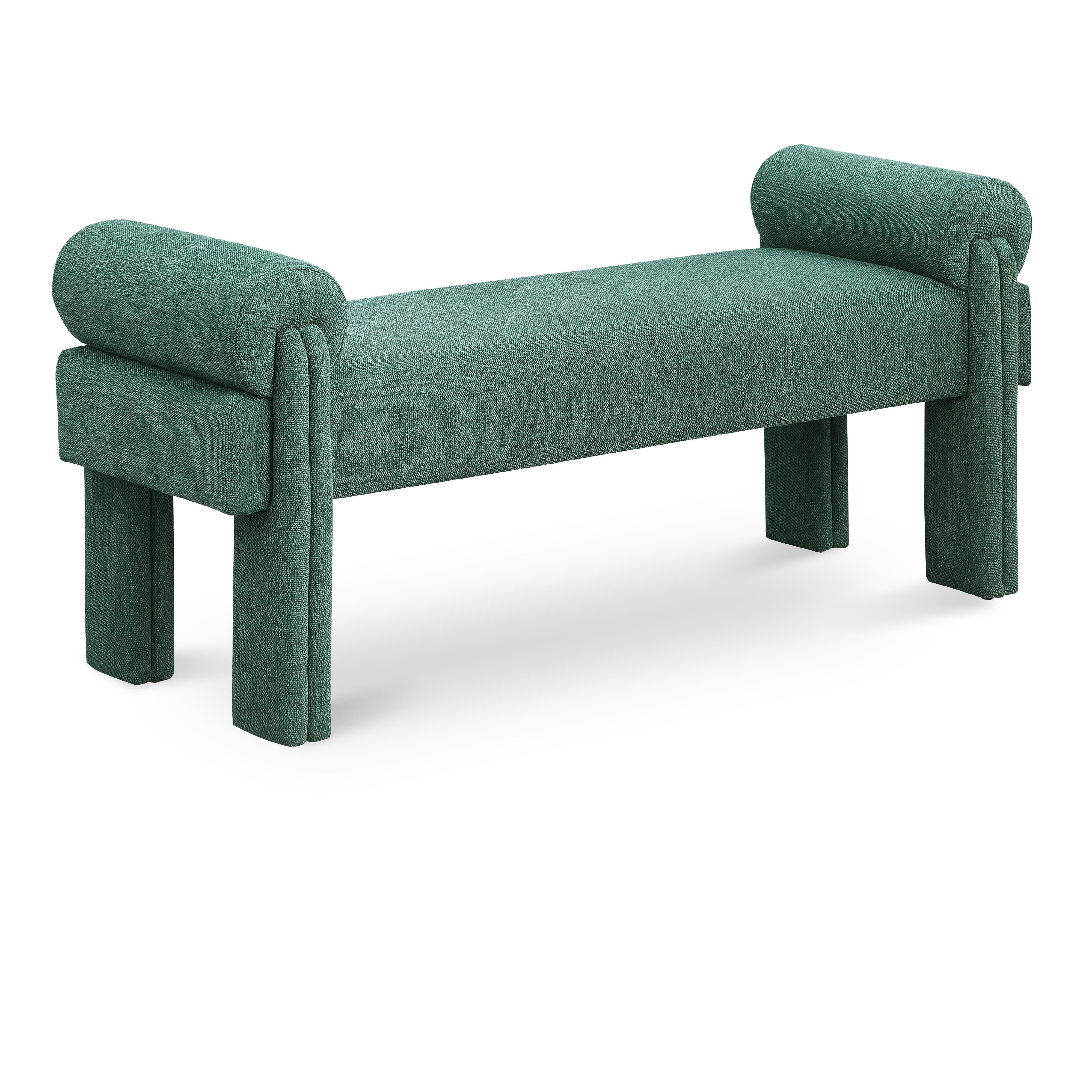 Meridian Stefano Green Polyester Fabric Bench