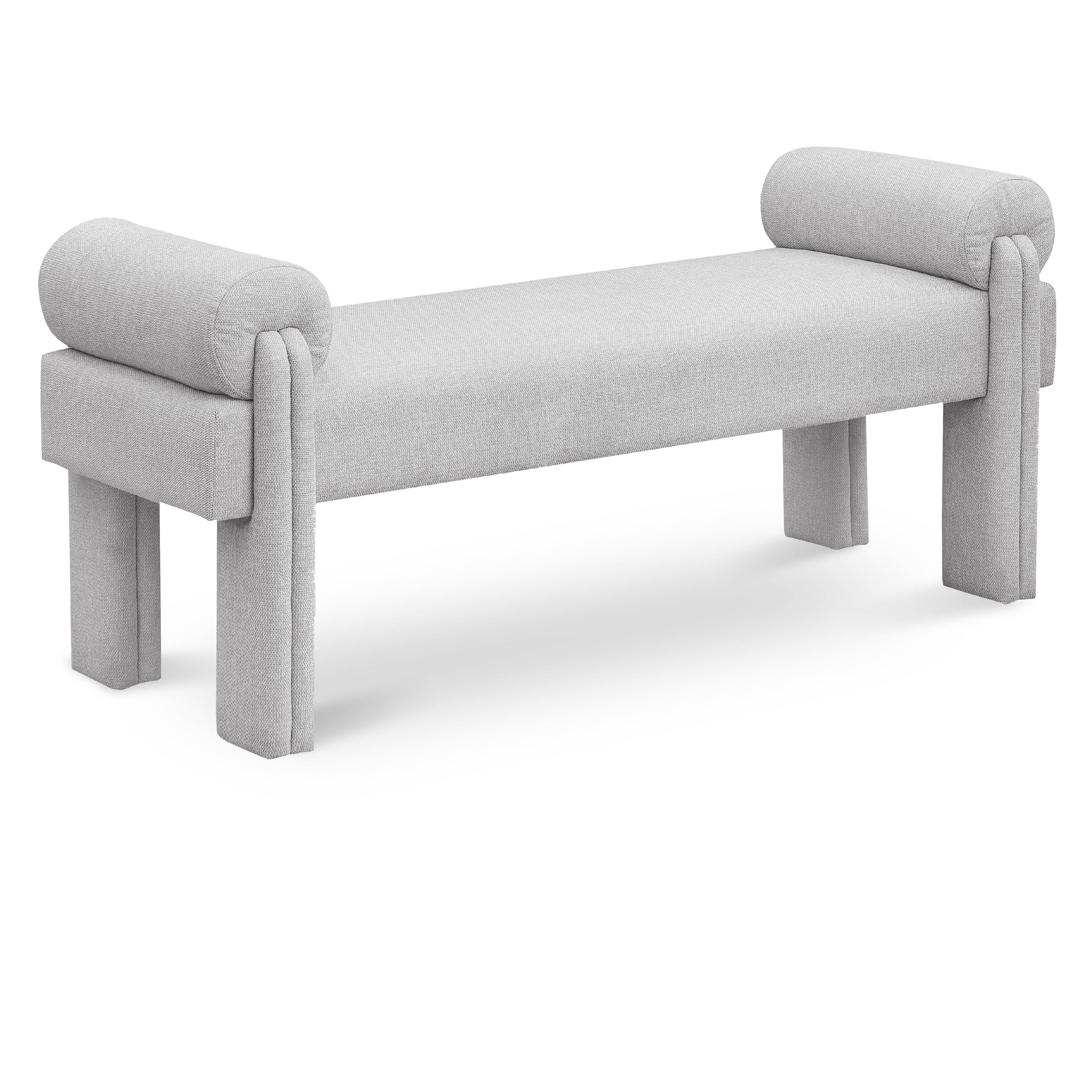 Meridian Stefano Grey Polyester Fabric Bench