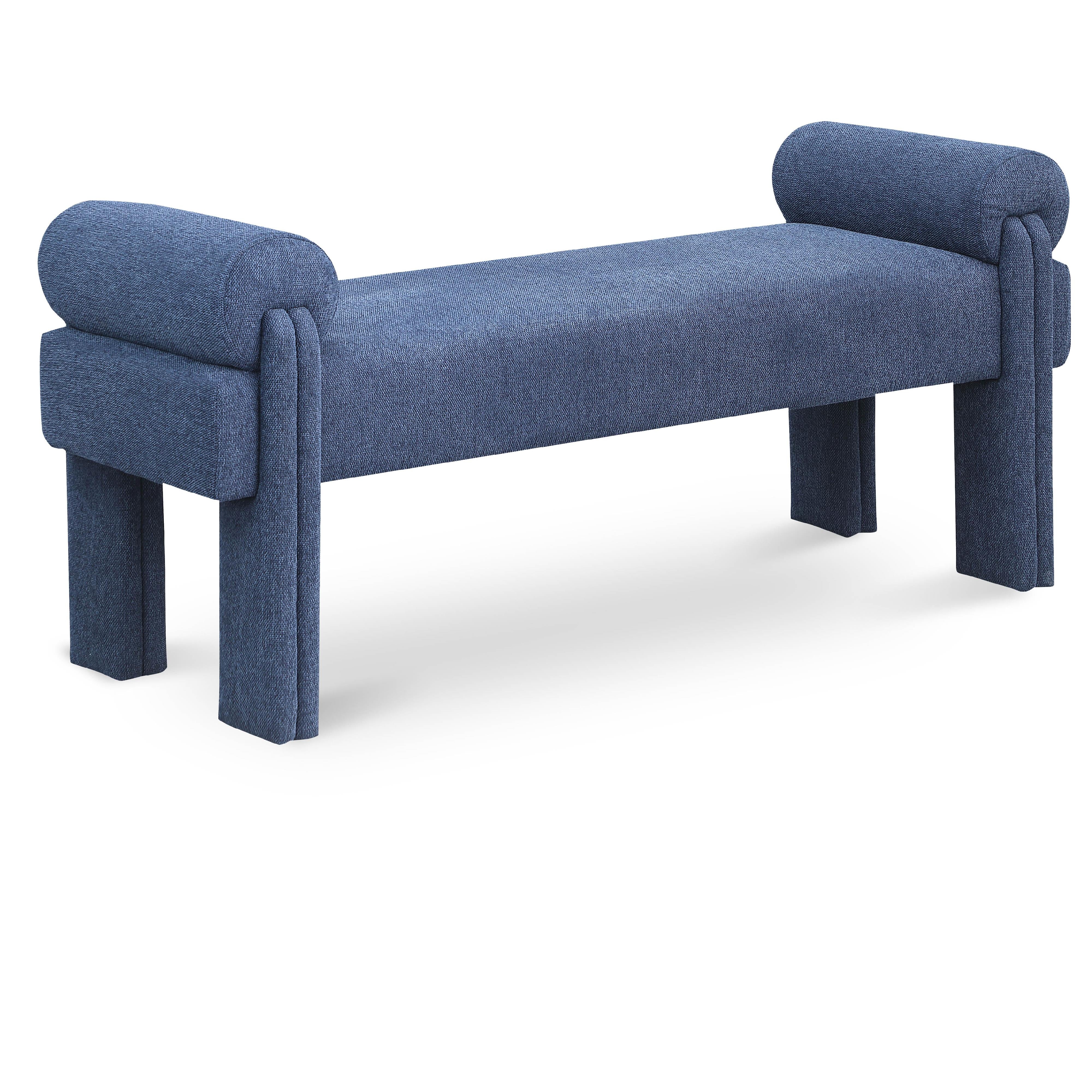 Meridian Stefano Navy Polyester Fabric Bench