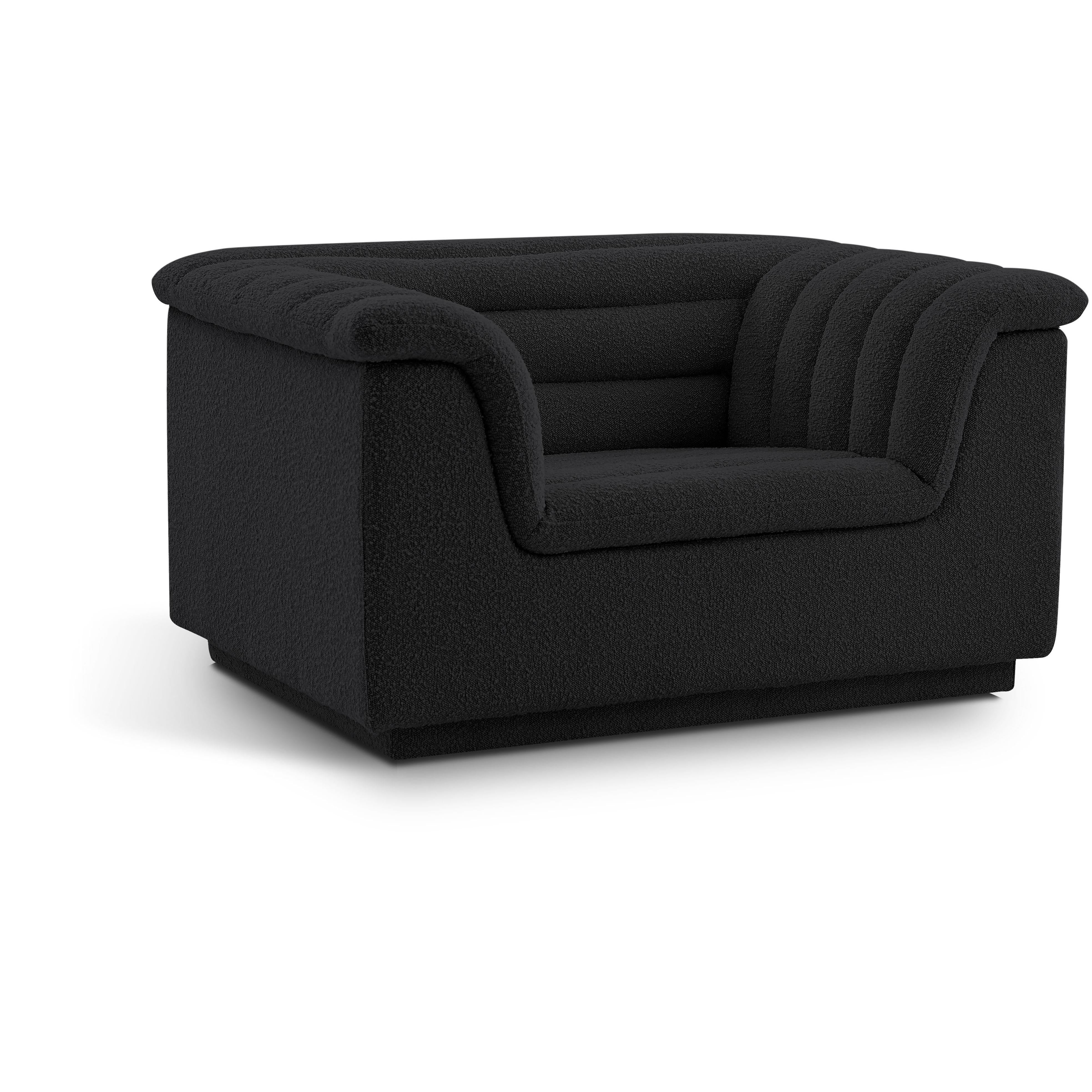 Meridian Cascade Black Boucle Fabric Chair